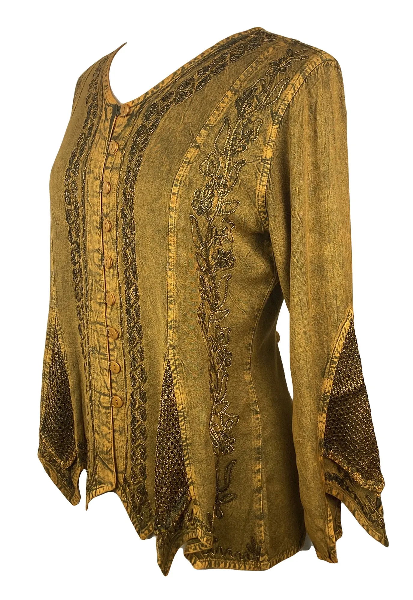 107 B Gypsy Medieval Vintage Asymmetrical Net Renaissance Top Blouse