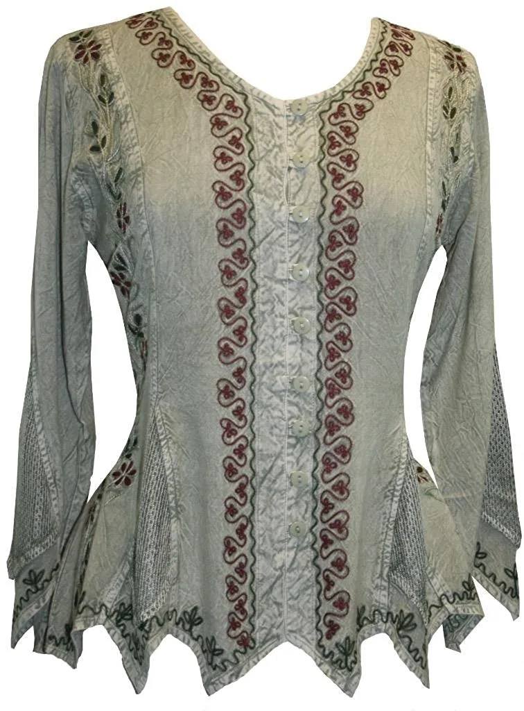 107 B Gypsy Medieval Vintage Asymmetrical Net Renaissance Top Blouse