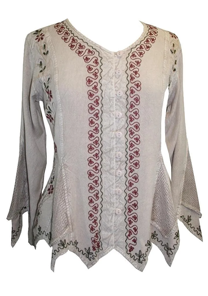 107 B Gypsy Medieval Vintage Asymmetrical Net Renaissance Top Blouse