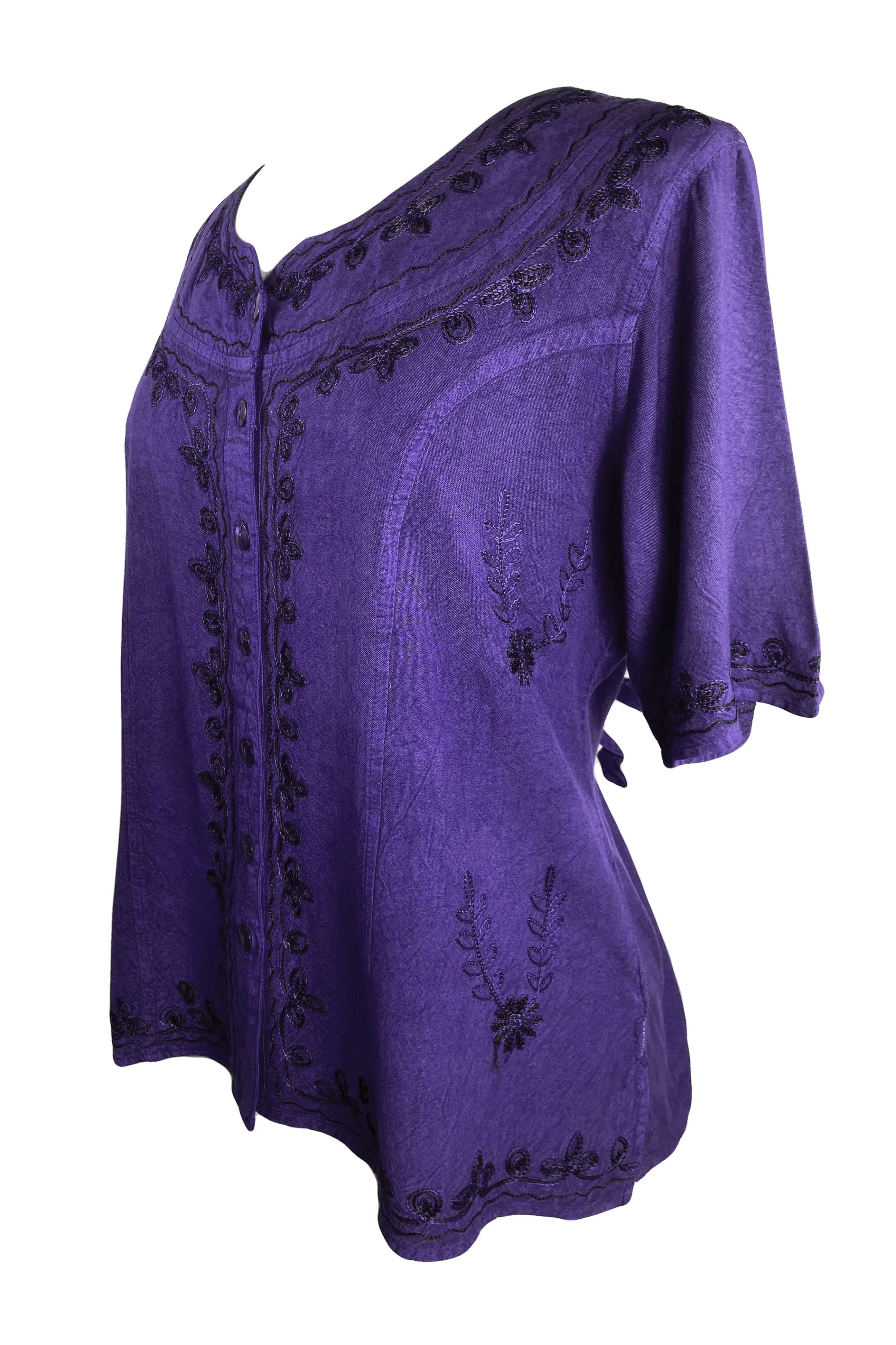109 B Gypsy Medieval Diamond Neck Embroidered Top Blouse
