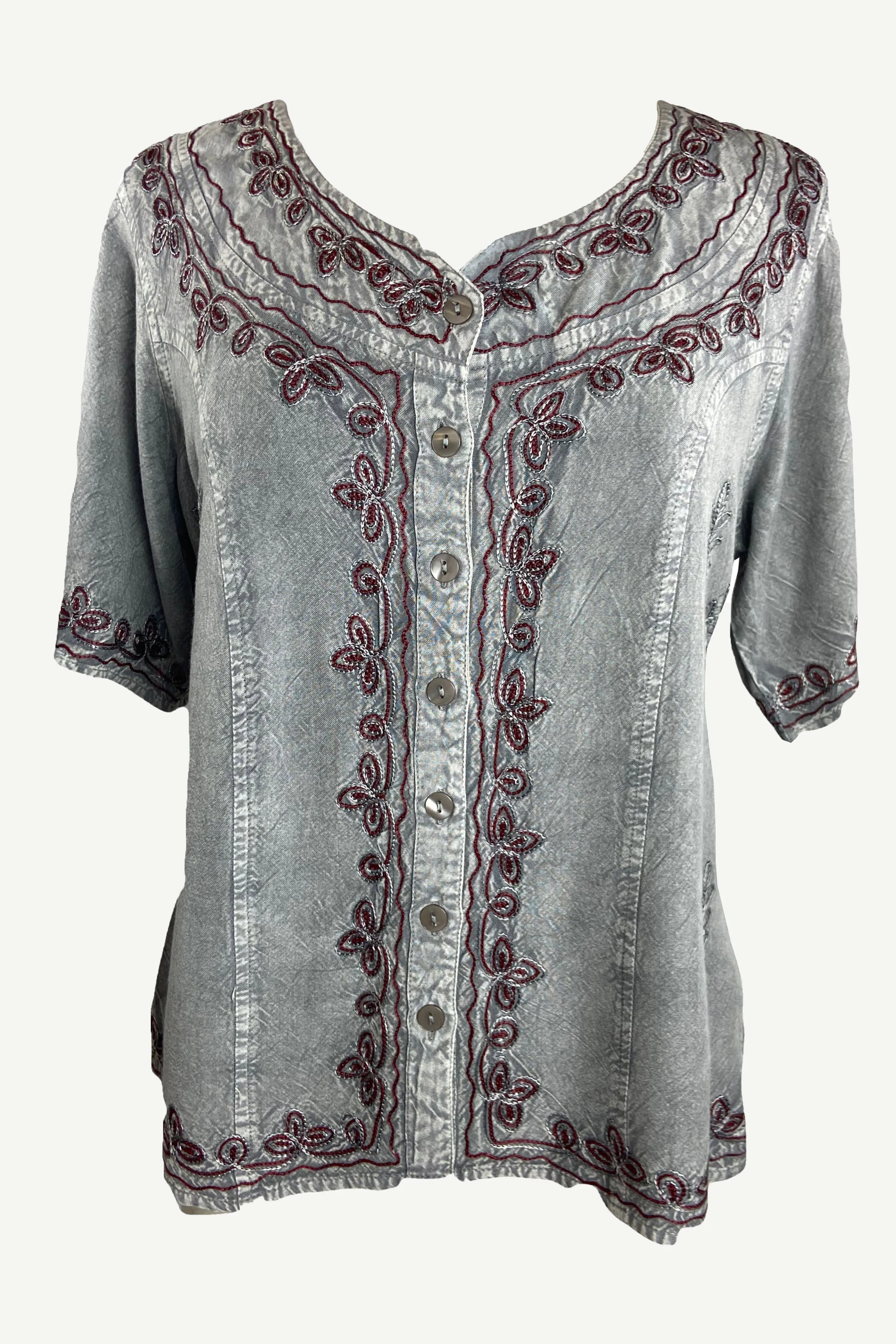 109 B Gypsy Medieval Diamond Neck Embroidered Top Blouse