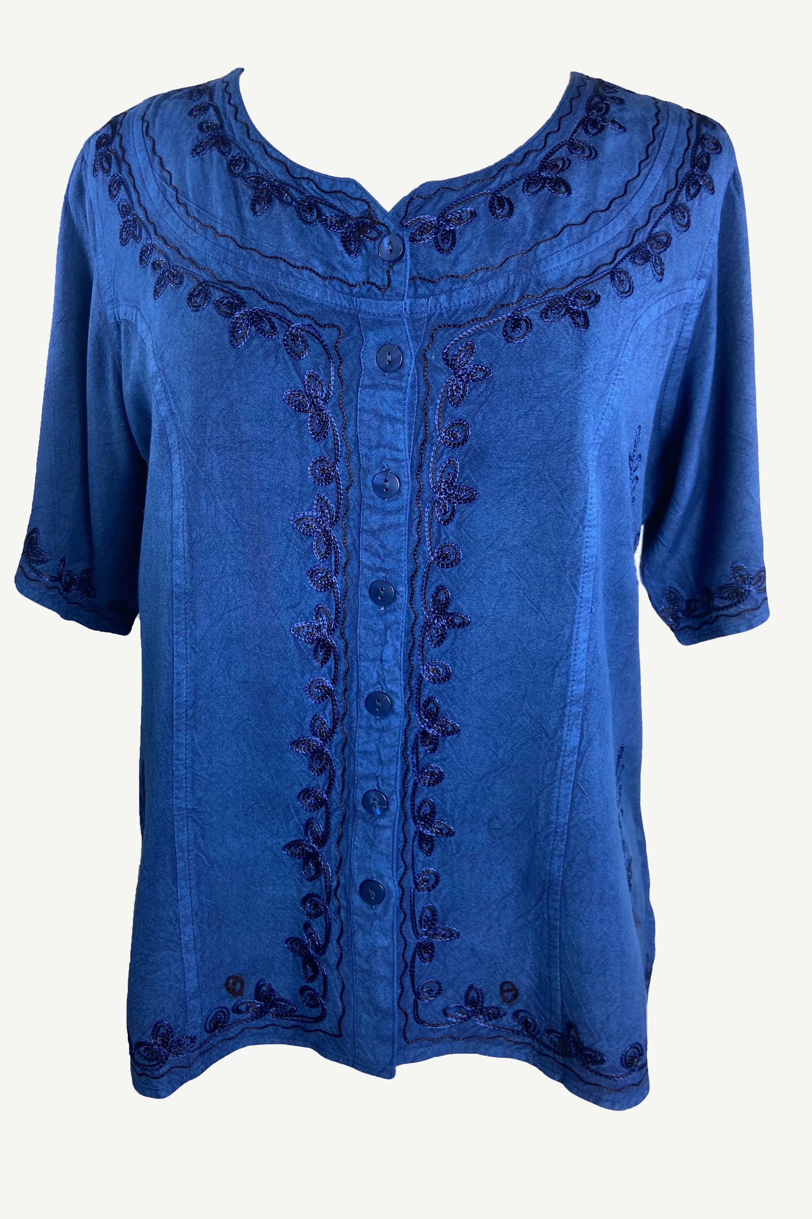 109 B Gypsy Medieval Diamond Neck Embroidered Top Blouse