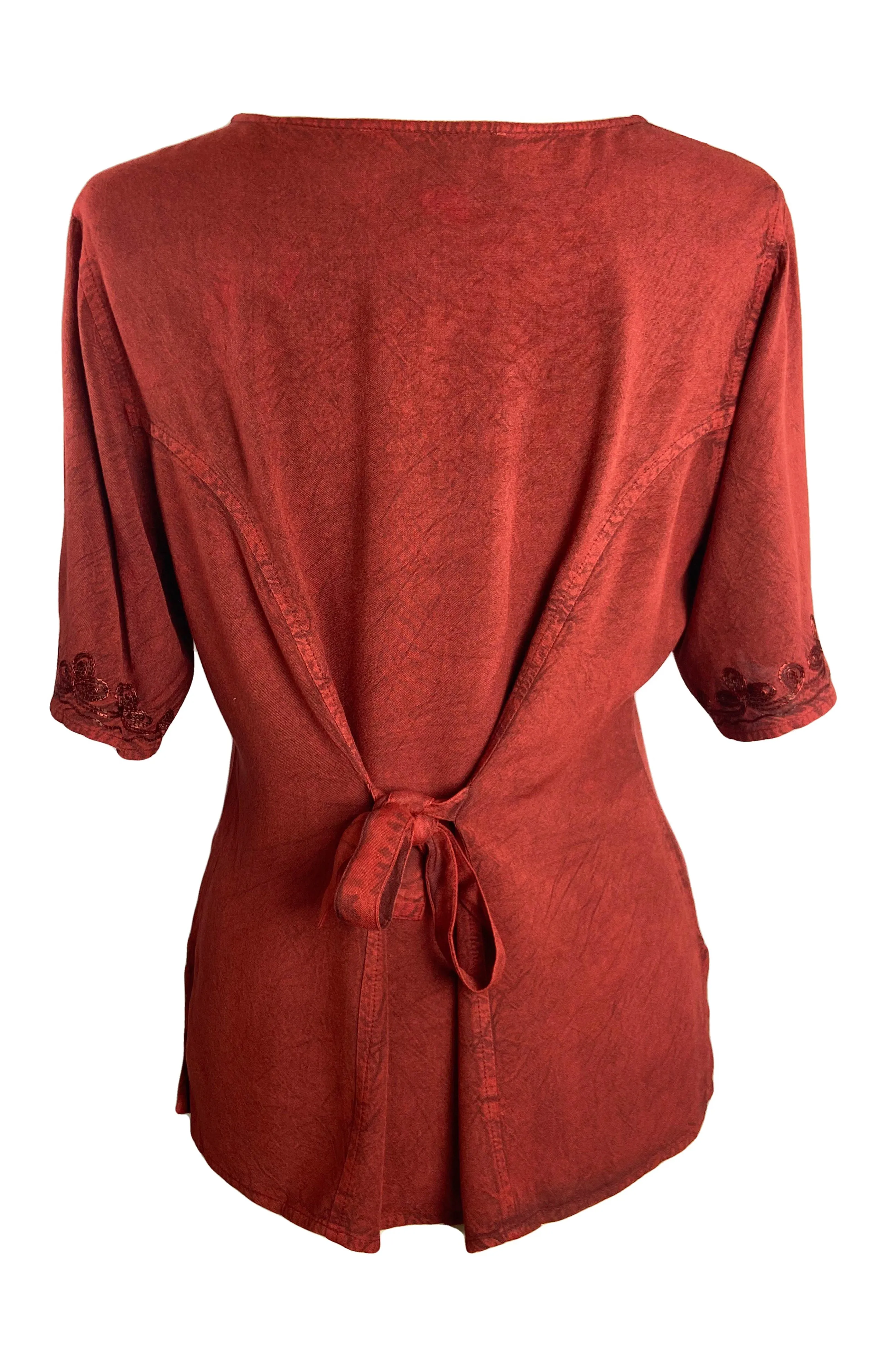 109 B Gypsy Medieval Diamond Neck Embroidered Top Blouse