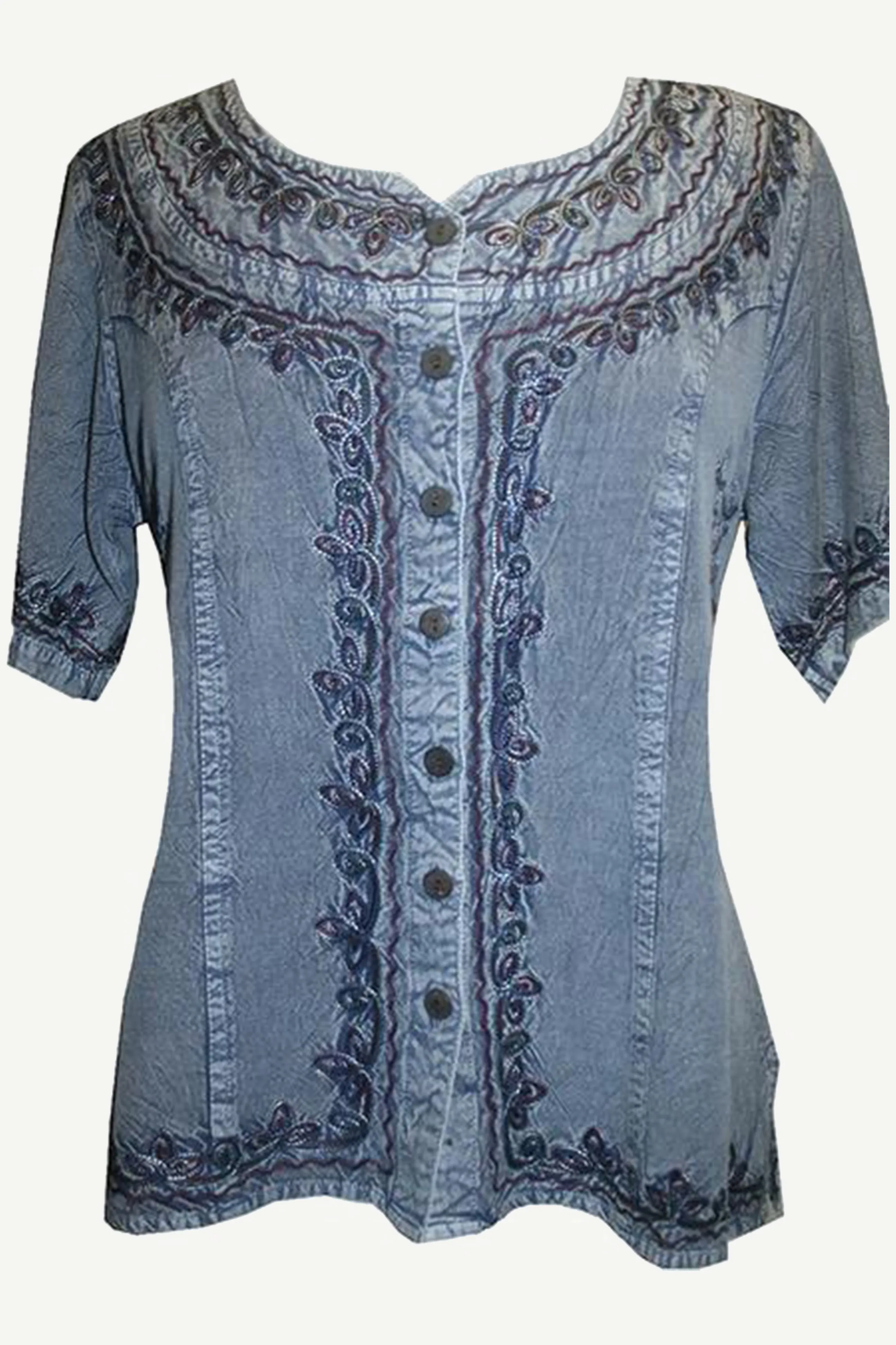 109 B Gypsy Medieval Diamond Neck Embroidered Top Blouse