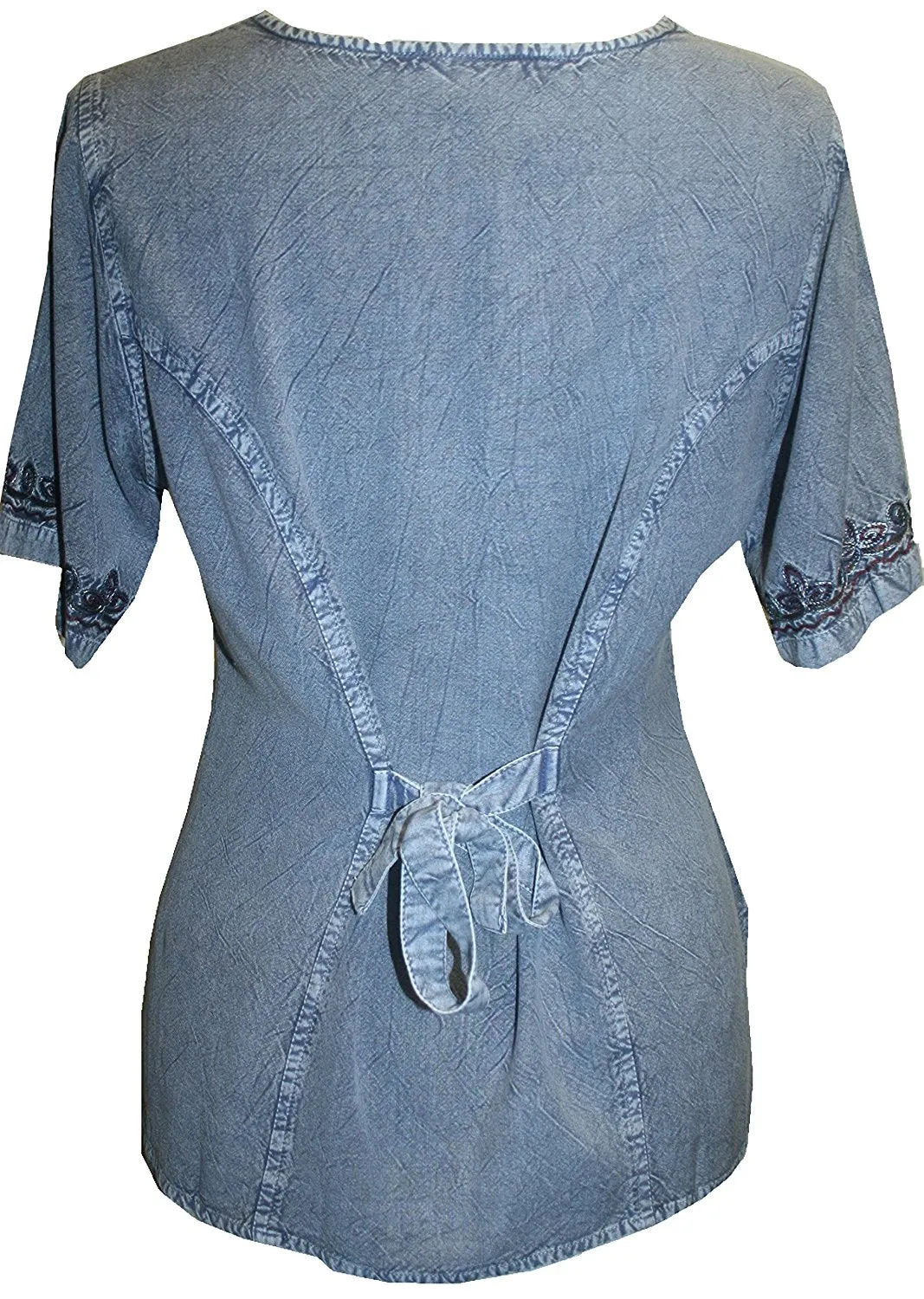 109 B Gypsy Medieval Diamond Neck Embroidered Top Blouse