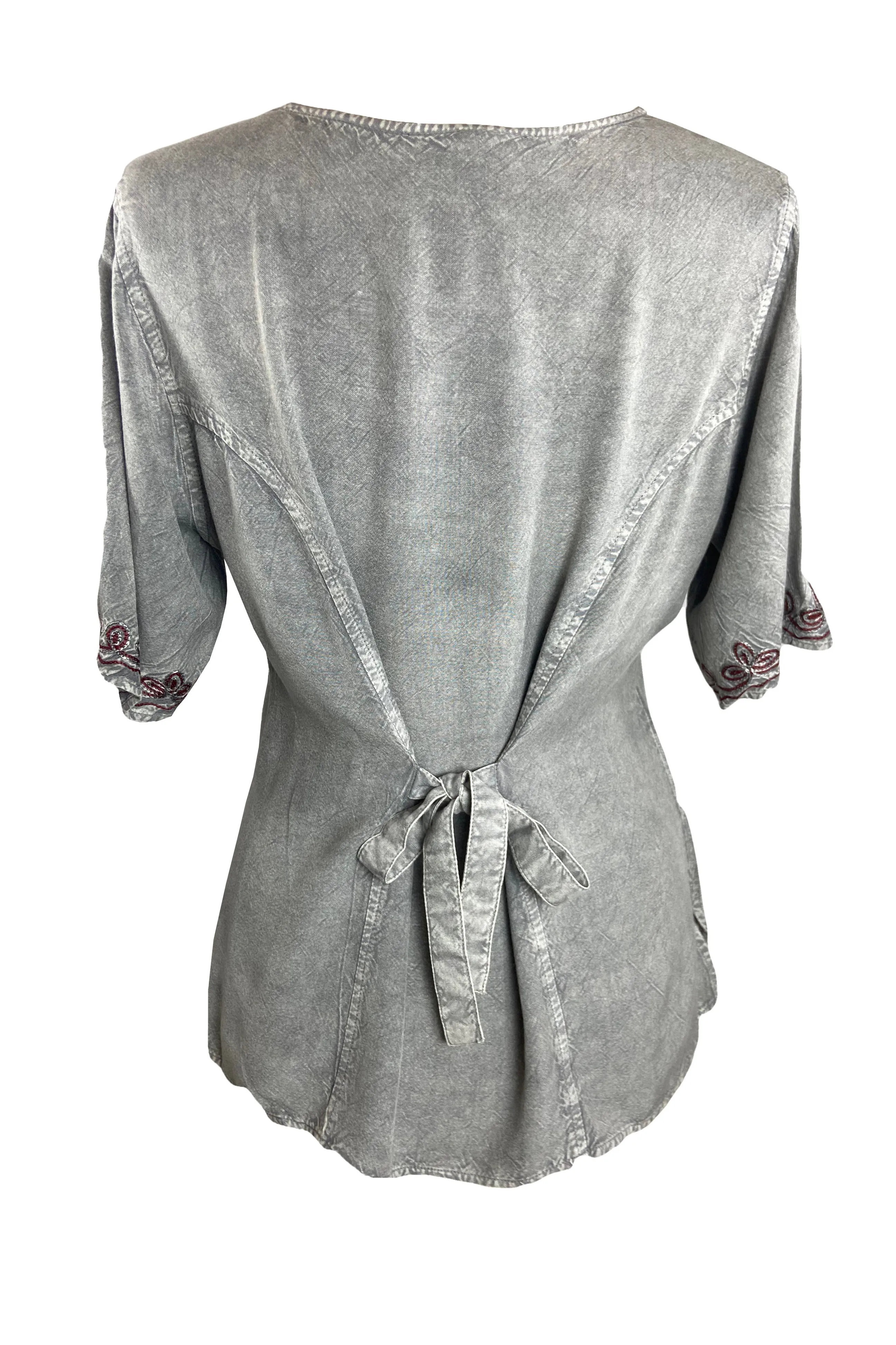 109 B Gypsy Medieval Diamond Neck Embroidered Top Blouse