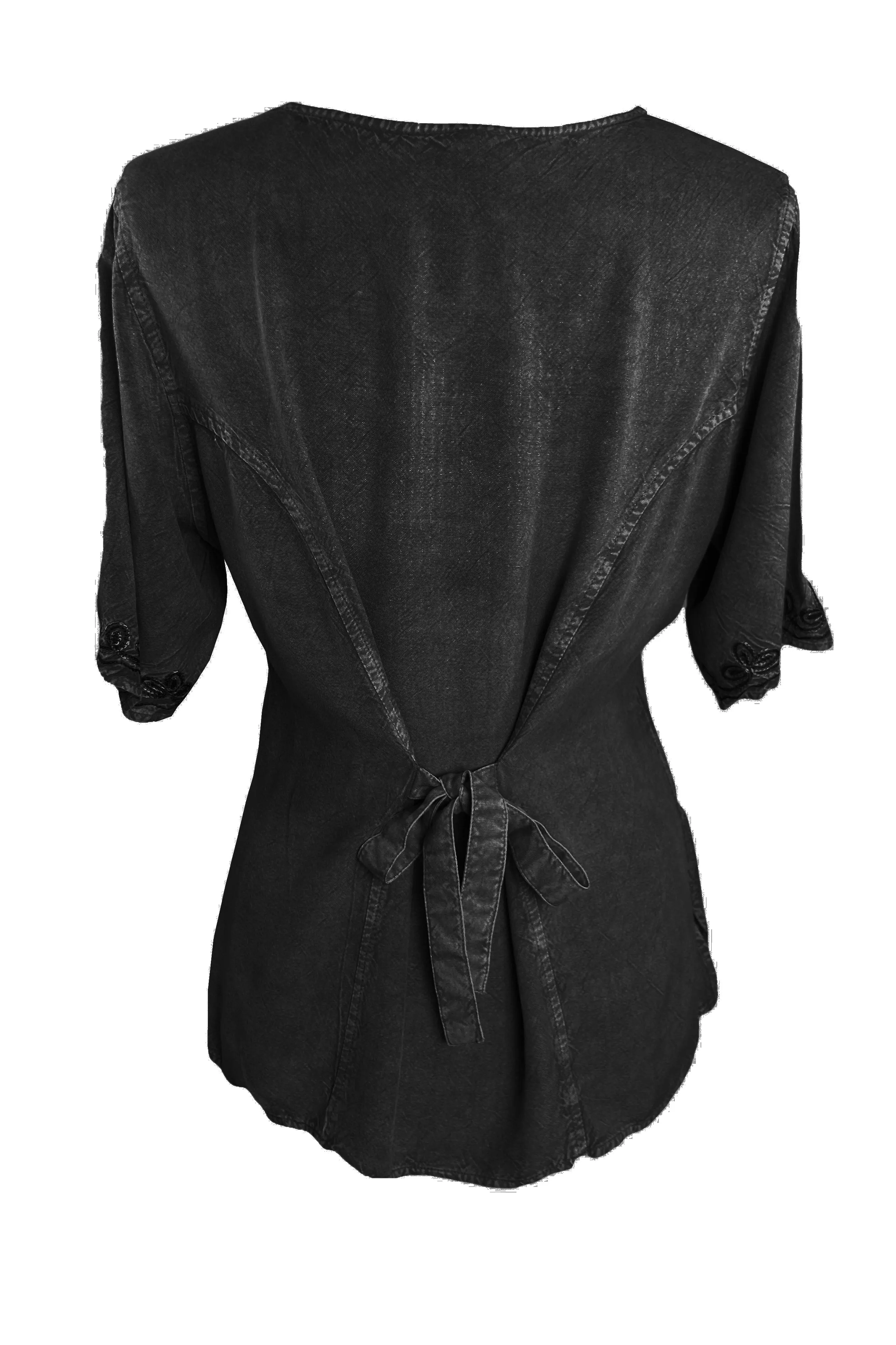 109 B Gypsy Medieval Diamond Neck Embroidered Top Blouse