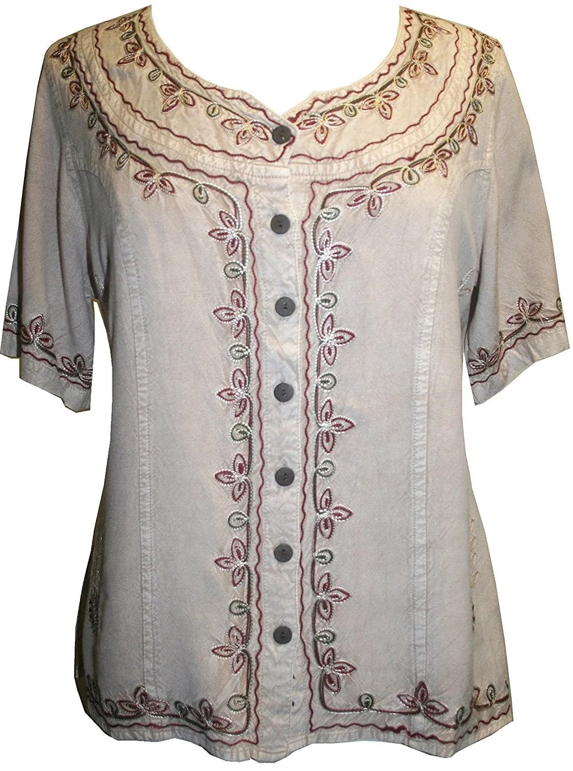 109 B Gypsy Medieval Diamond Neck Embroidered Top Blouse