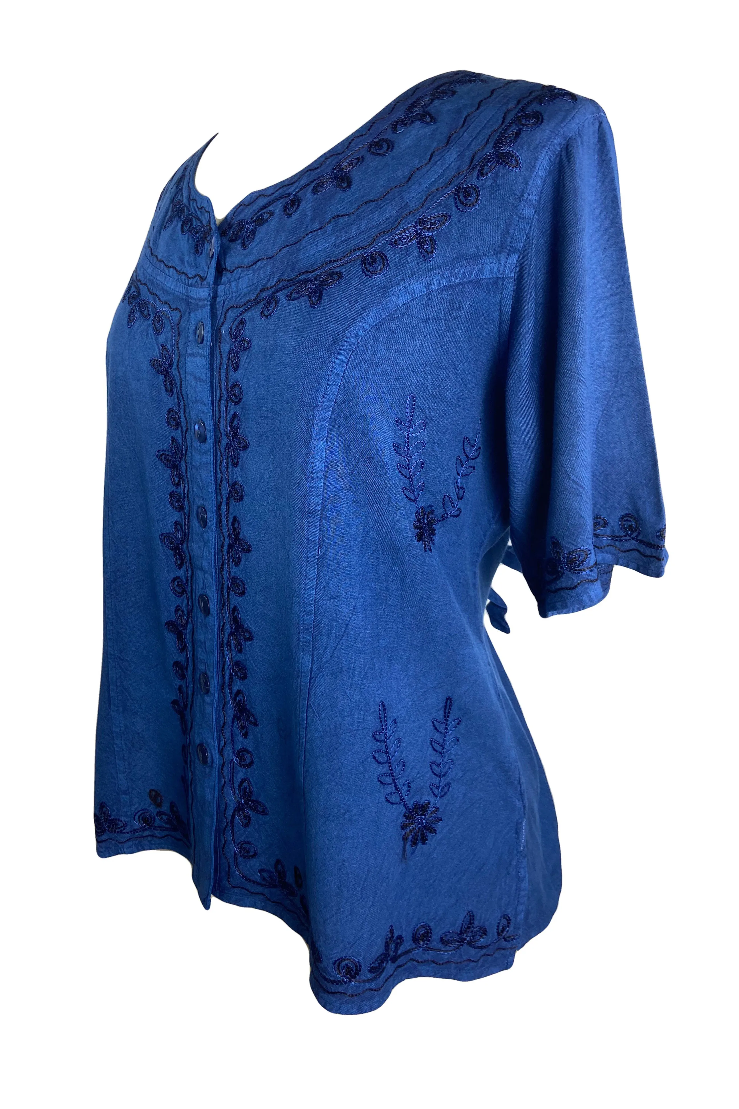 109 B Gypsy Medieval Diamond Neck Embroidered Top Blouse