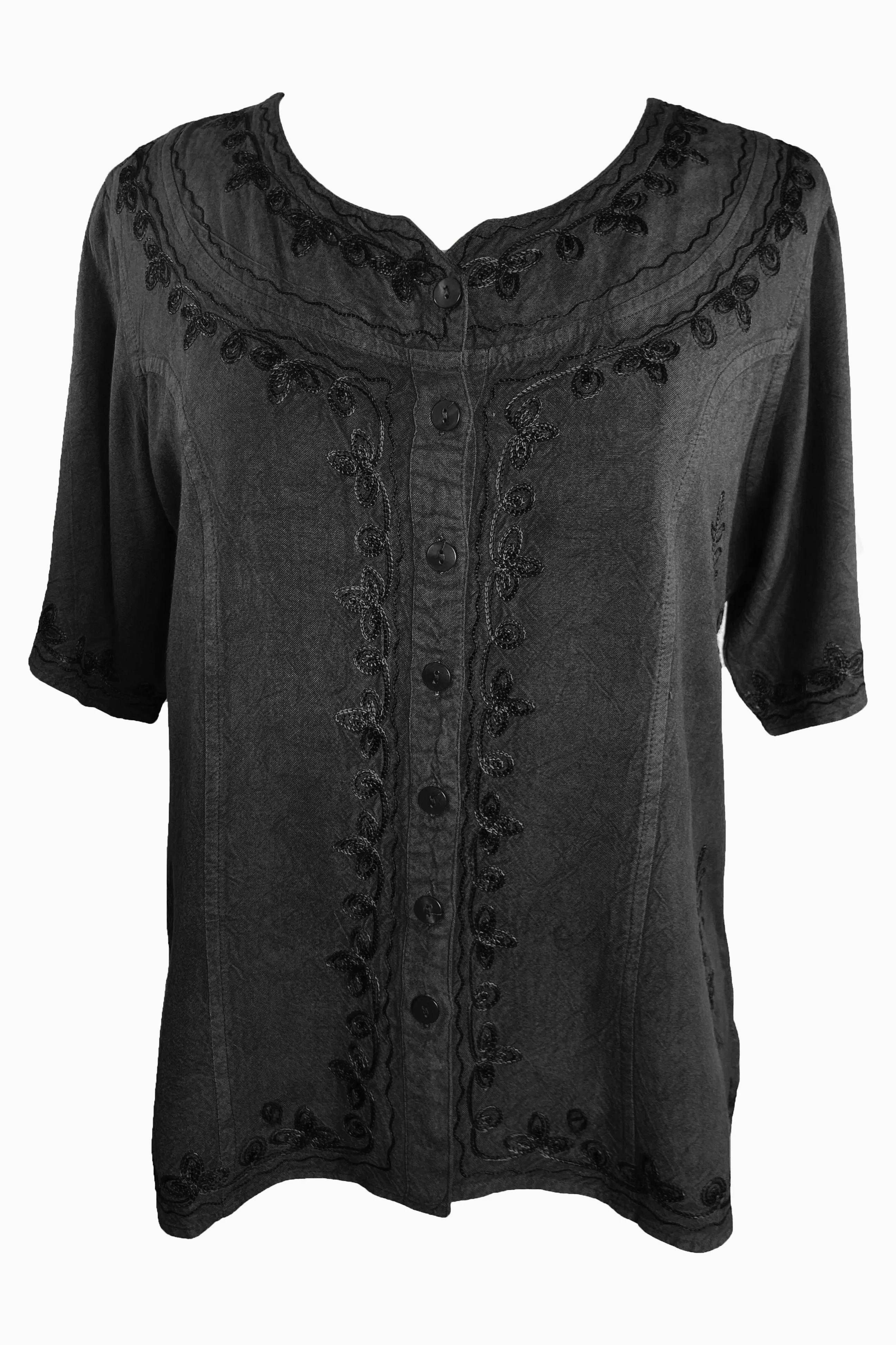 109 B Gypsy Medieval Diamond Neck Embroidered Top Blouse
