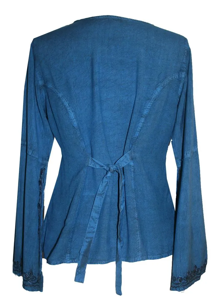 122 B Roman Embroidered Gothic Button Down Top Blouse