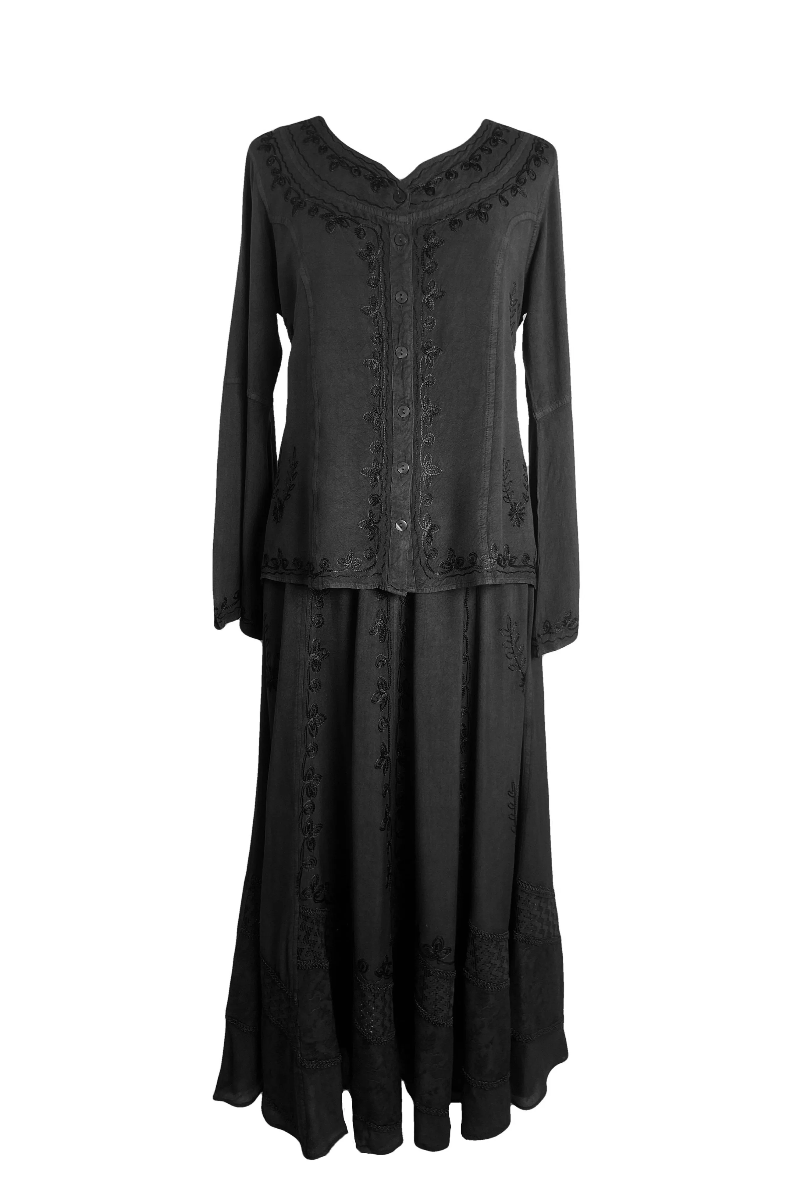122 B Roman Embroidered Gothic Button Down Top Blouse