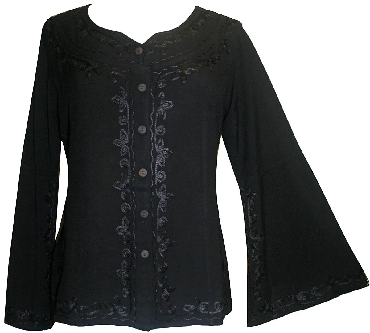 122 B Roman Embroidered Gothic Button Down Top Blouse