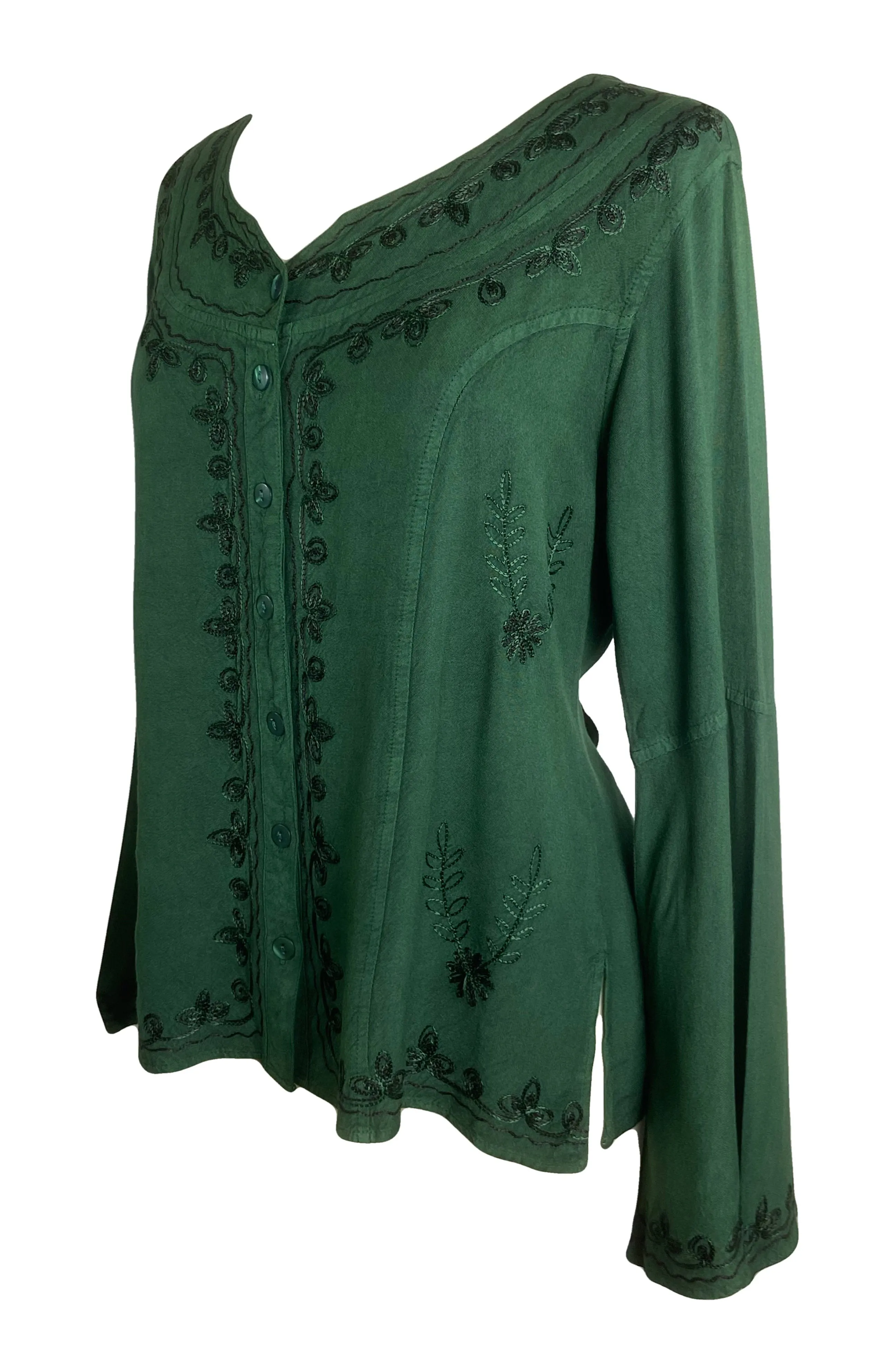 122 B Roman Embroidered Gothic Button Down Top Blouse