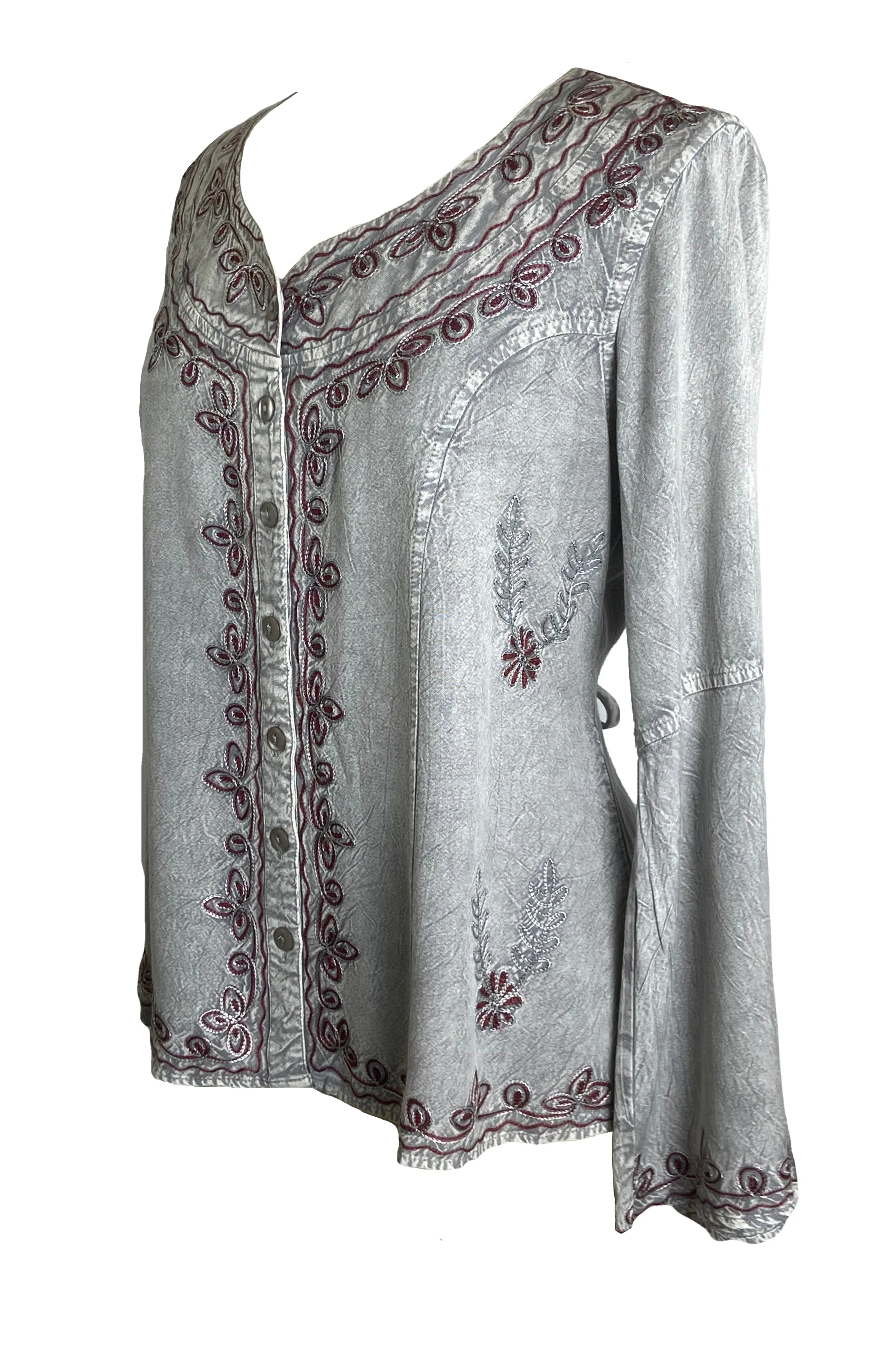 122 B Roman Embroidered Gothic Button Down Top Blouse