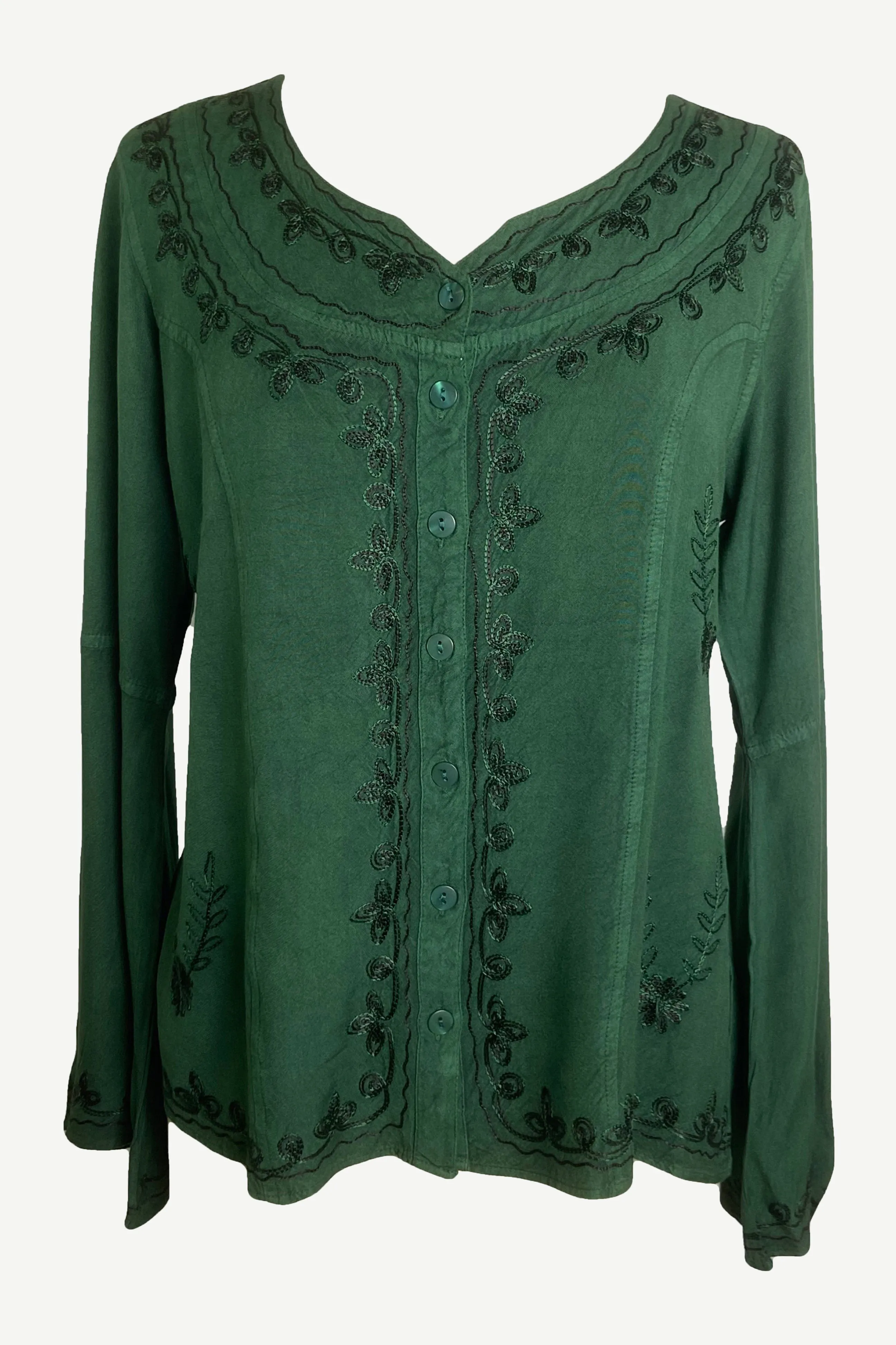 122 B Roman Embroidered Gothic Button Down Top Blouse