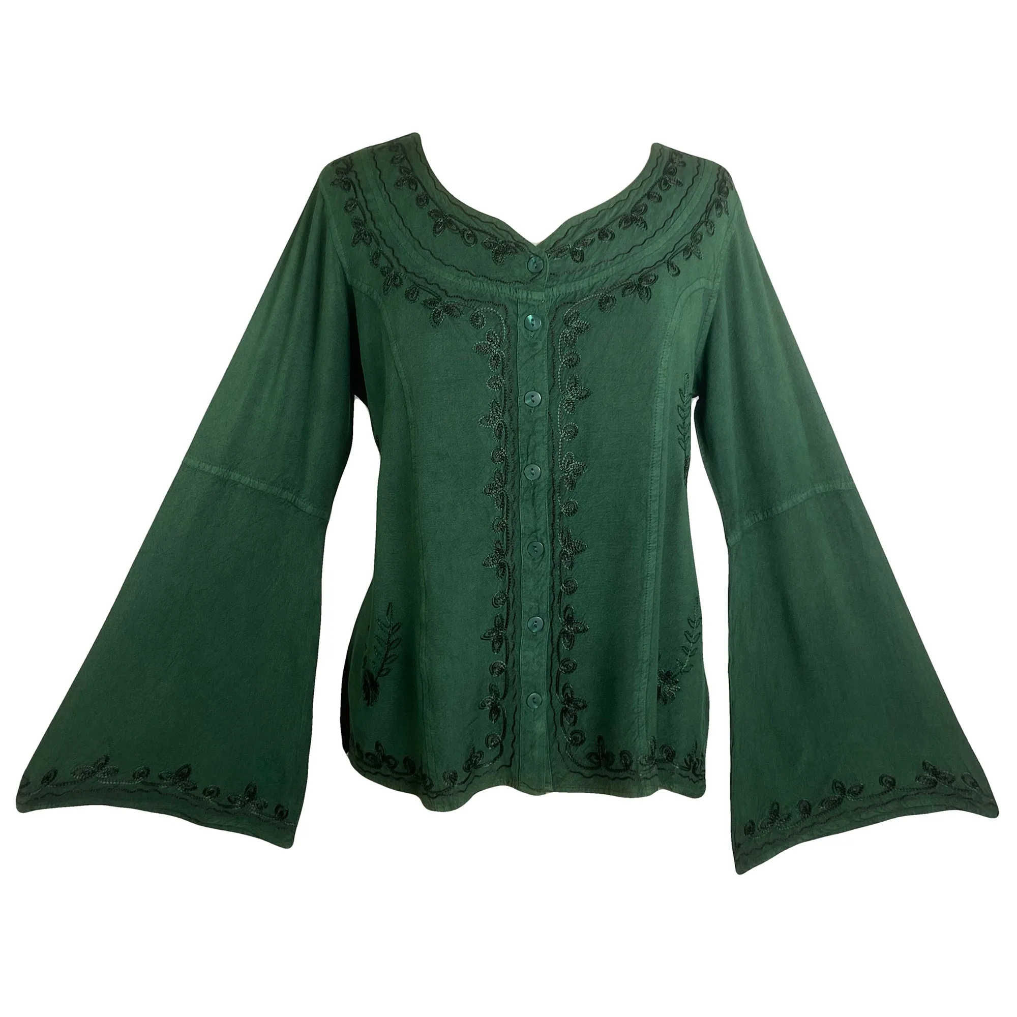 122 B Roman Embroidered Gothic Button Down Top Blouse