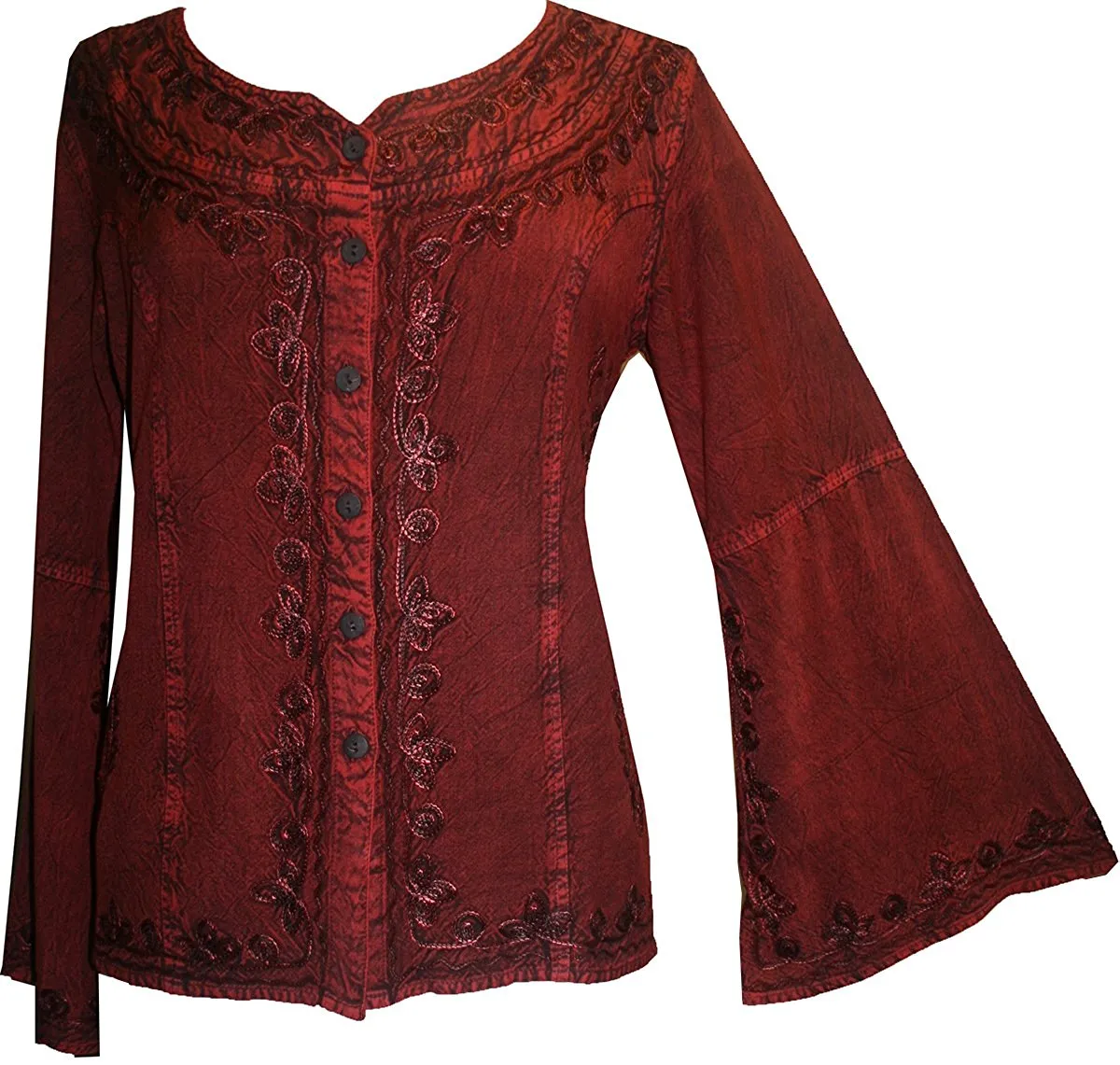 122 B Roman Embroidered Gothic Button Down Top Blouse