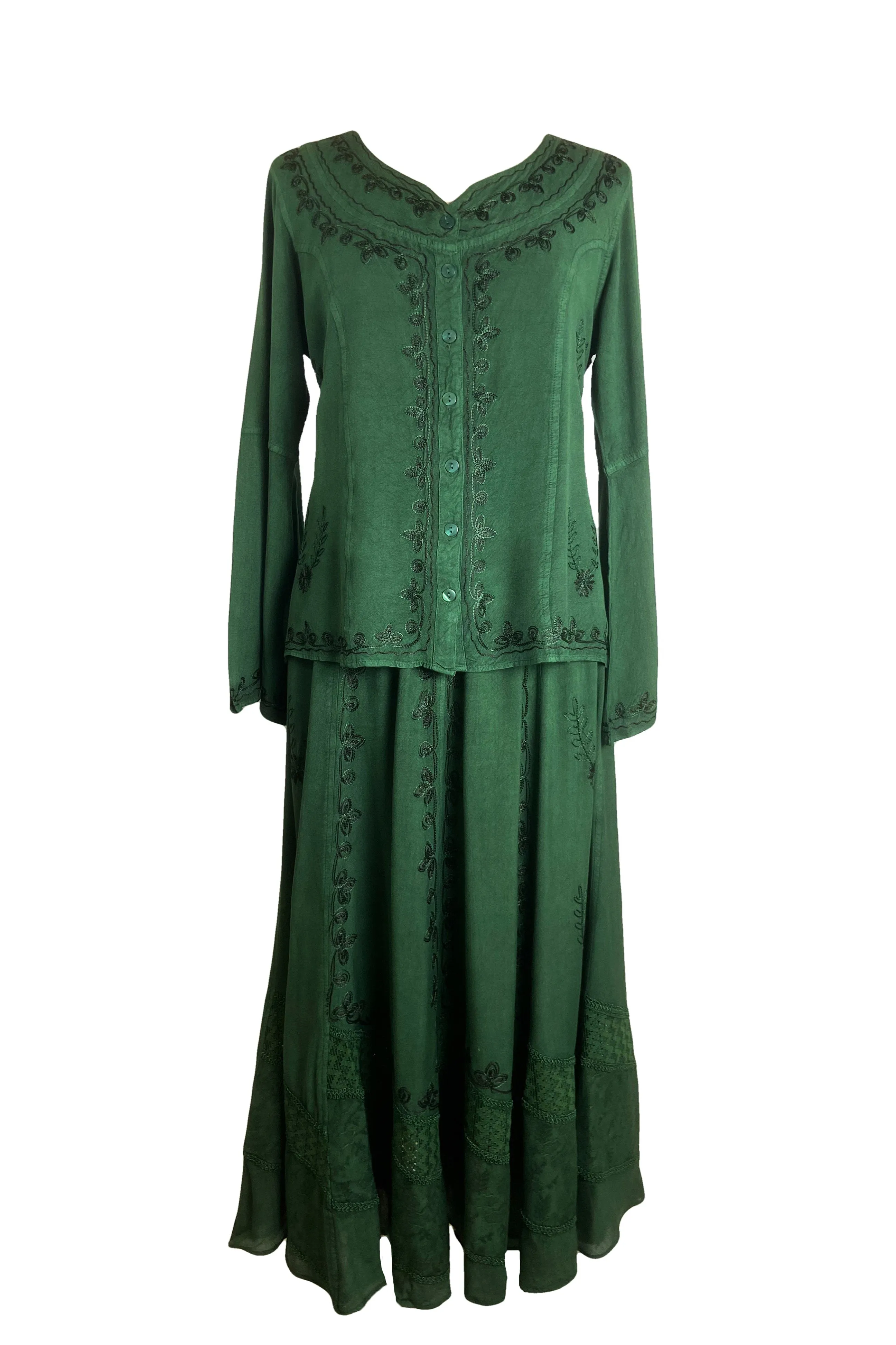 122 B Roman Embroidered Gothic Button Down Top Blouse