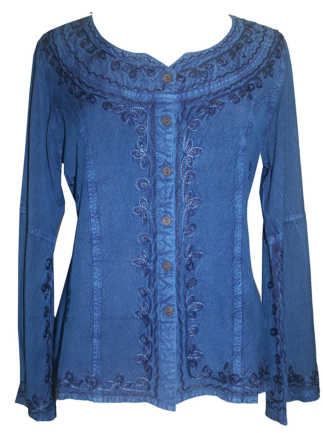 122 B Roman Embroidered Gothic Button Down Top Blouse
