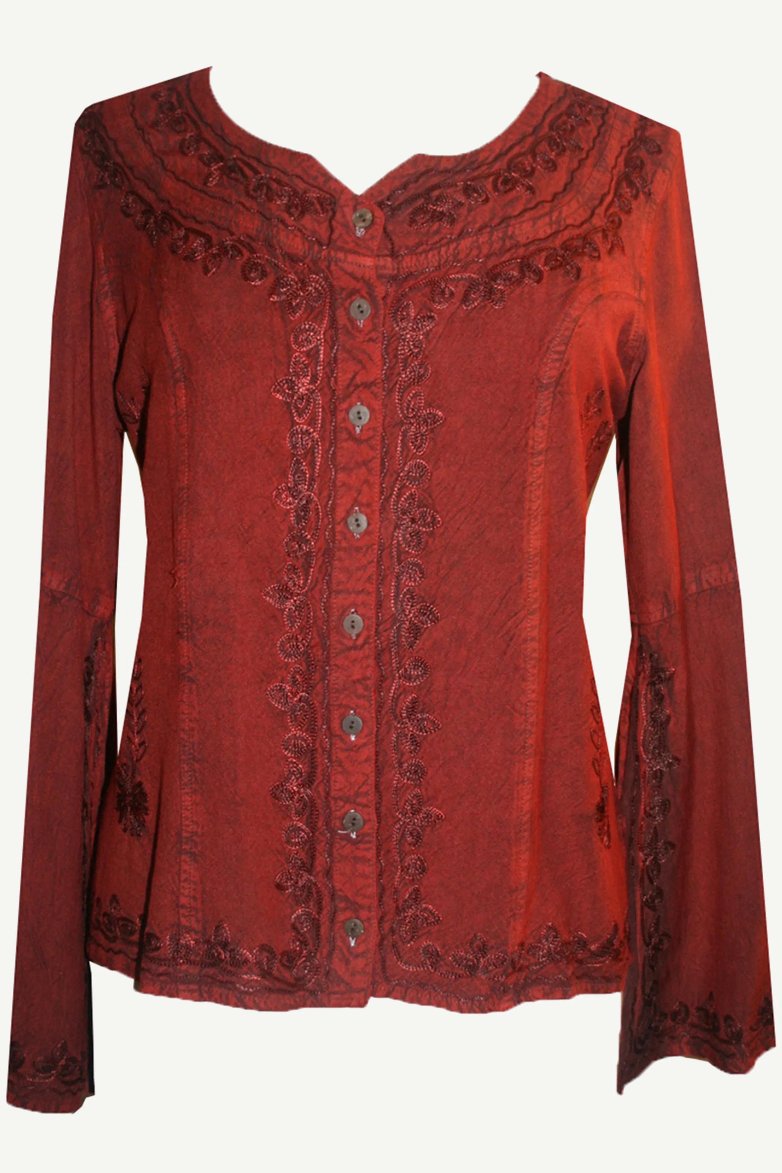 122 B Roman Embroidered Gothic Button Down Top Blouse