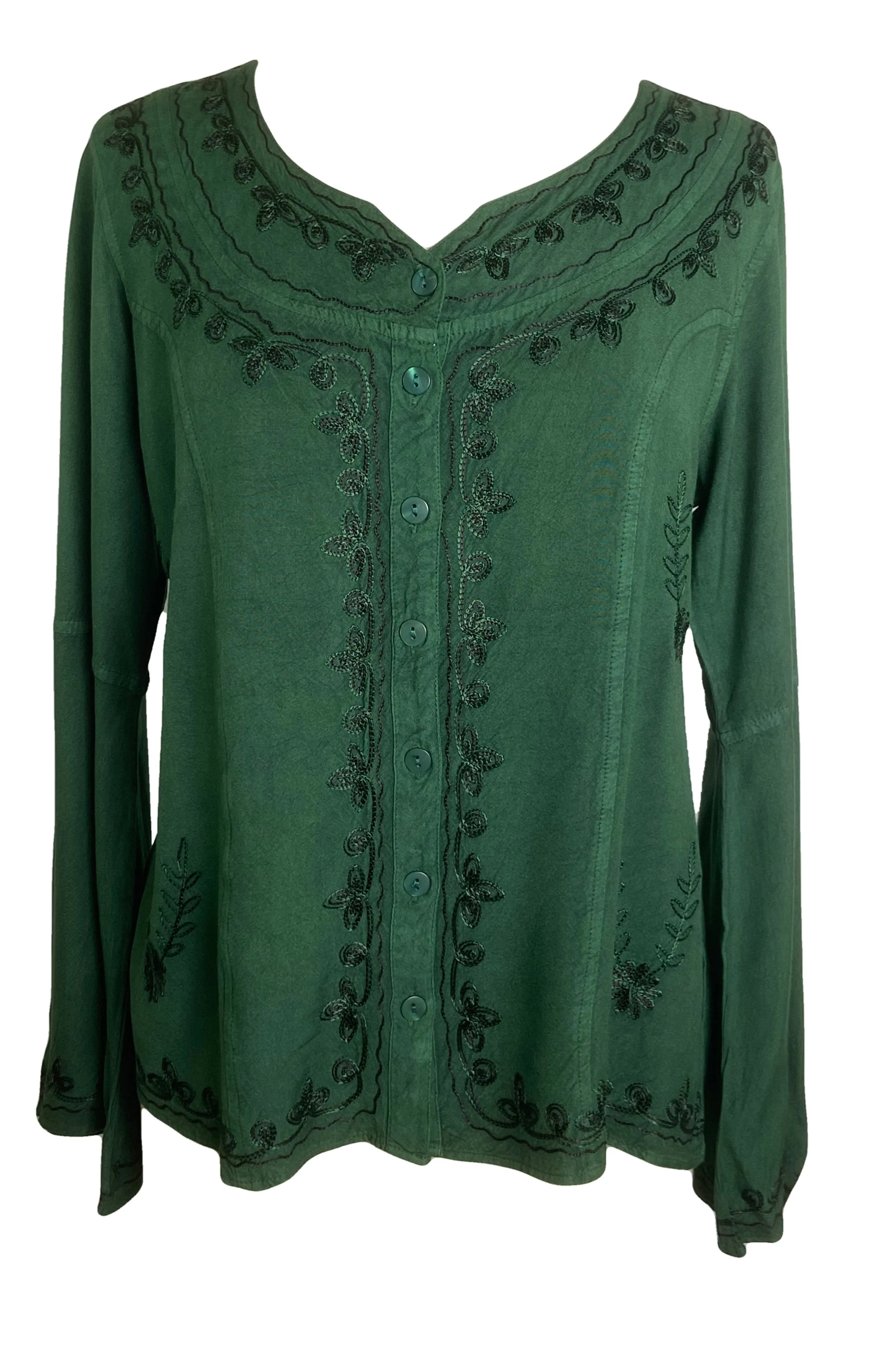 122 B Roman Embroidered Gothic Button Down Top Blouse