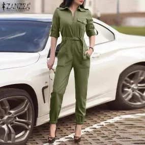 5XL Women Casual High Waist Jumpsuits Long Rompers