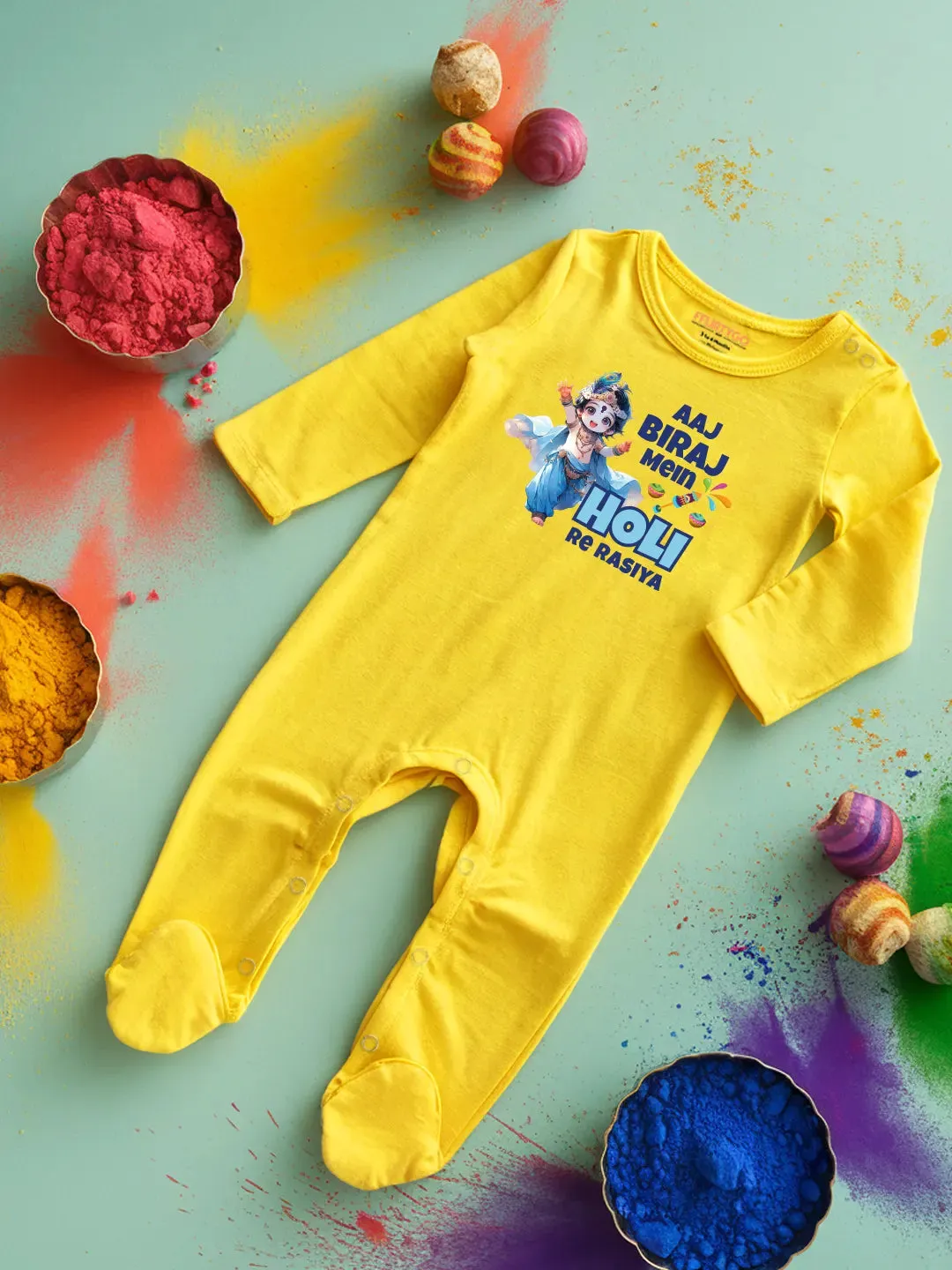 Aaj Biraj Mein Holi Re Rasiya Baby Romper | Onesies