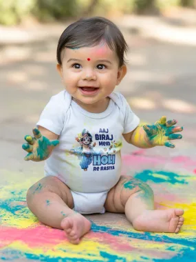 Aaj Biraj Mein Holi Re Rasiya Baby Romper | Onesies