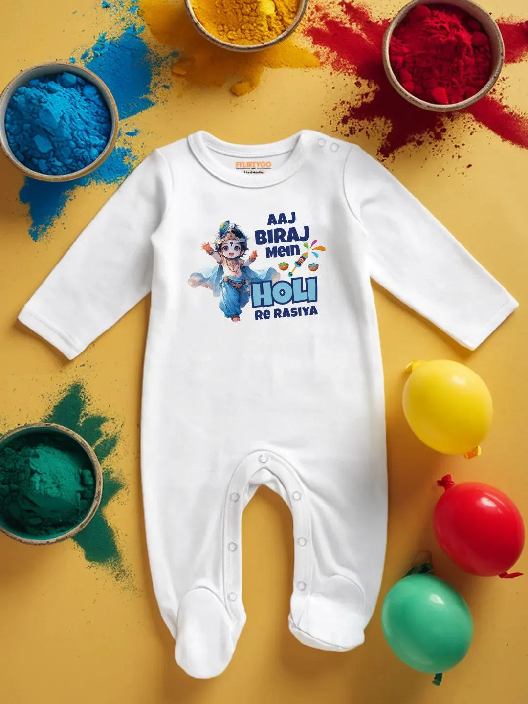 Aaj Biraj Mein Holi Re Rasiya Baby Romper | Onesies