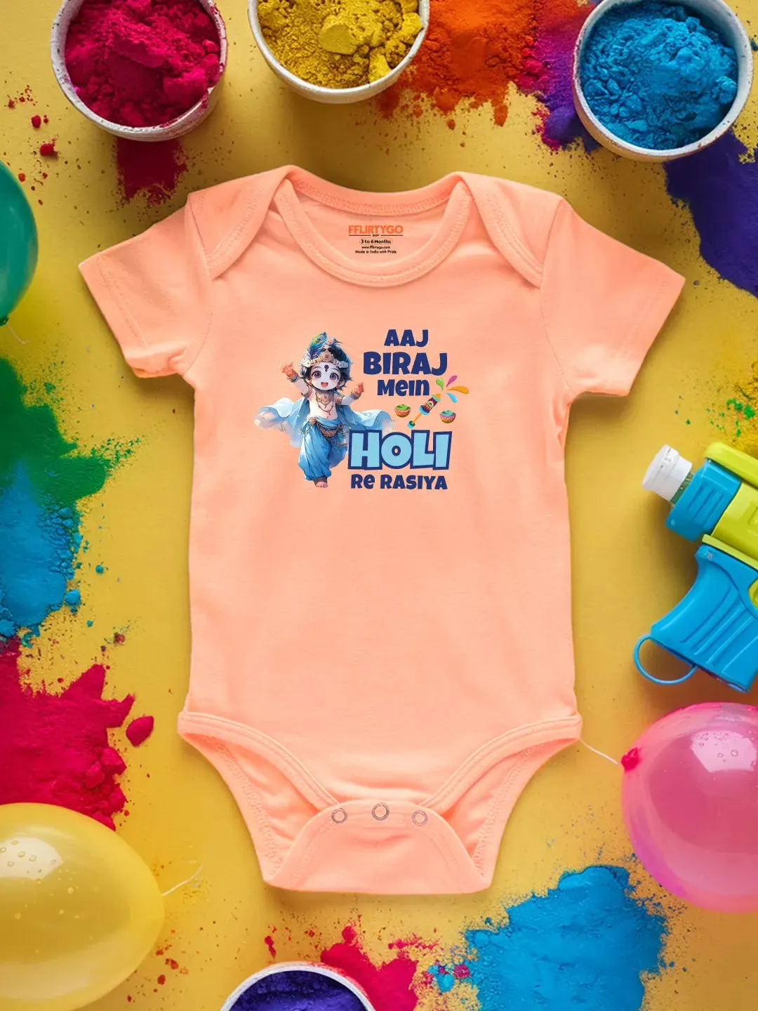 Aaj Biraj Mein Holi Re Rasiya Baby Romper | Onesies