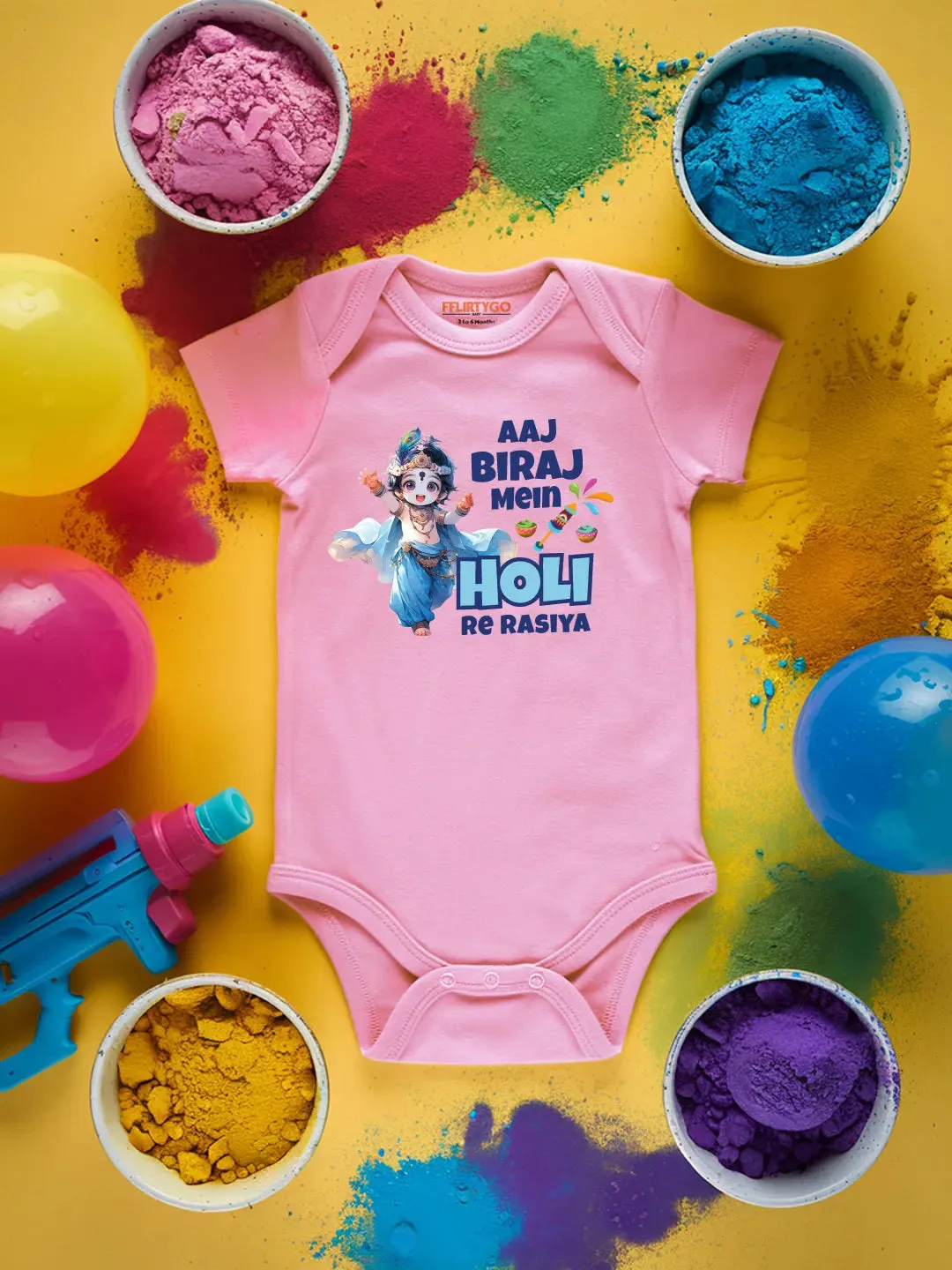 Aaj Biraj Mein Holi Re Rasiya Baby Romper | Onesies