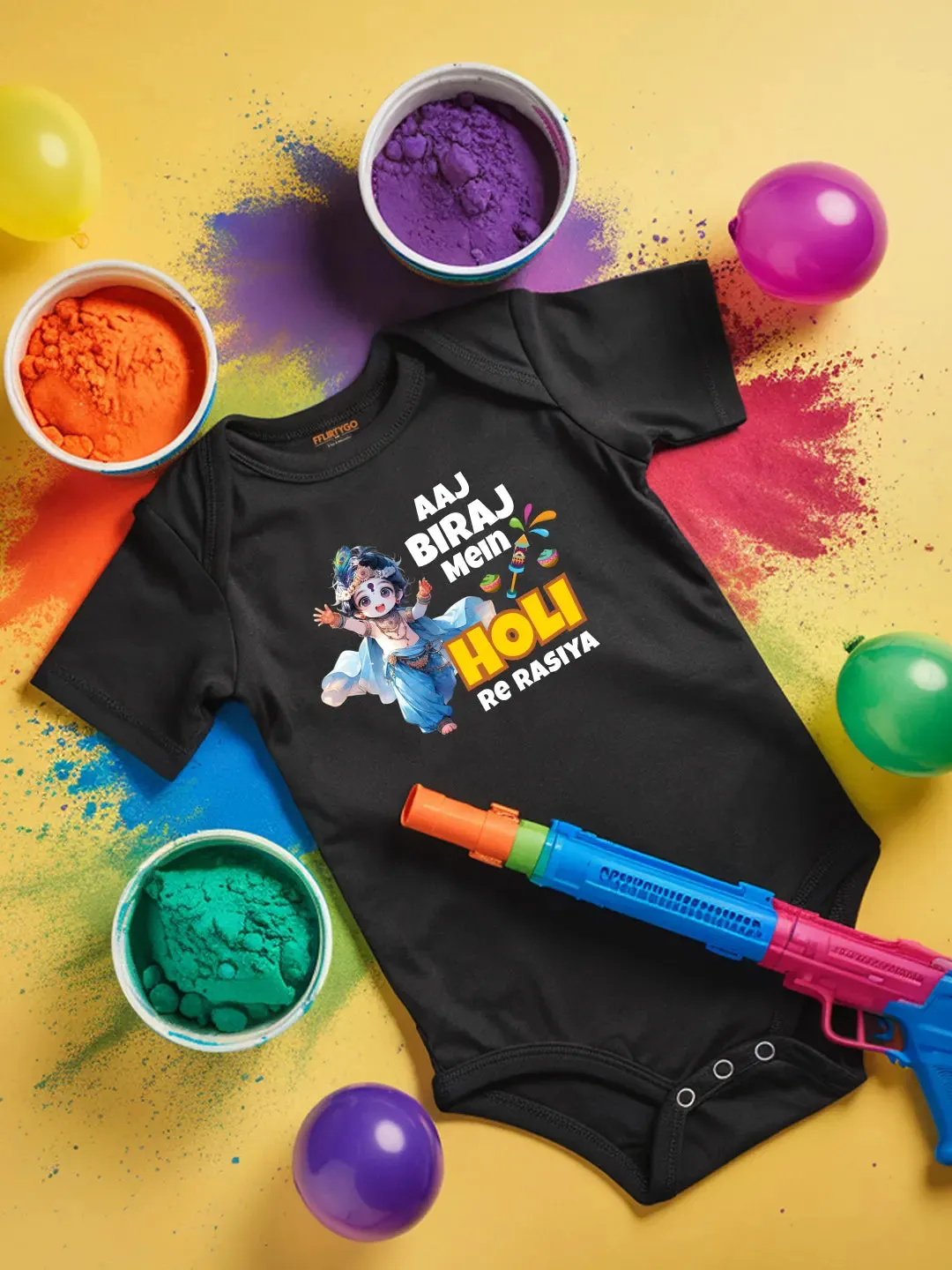Aaj Biraj Mein Holi Re Rasiya Baby Romper | Onesies