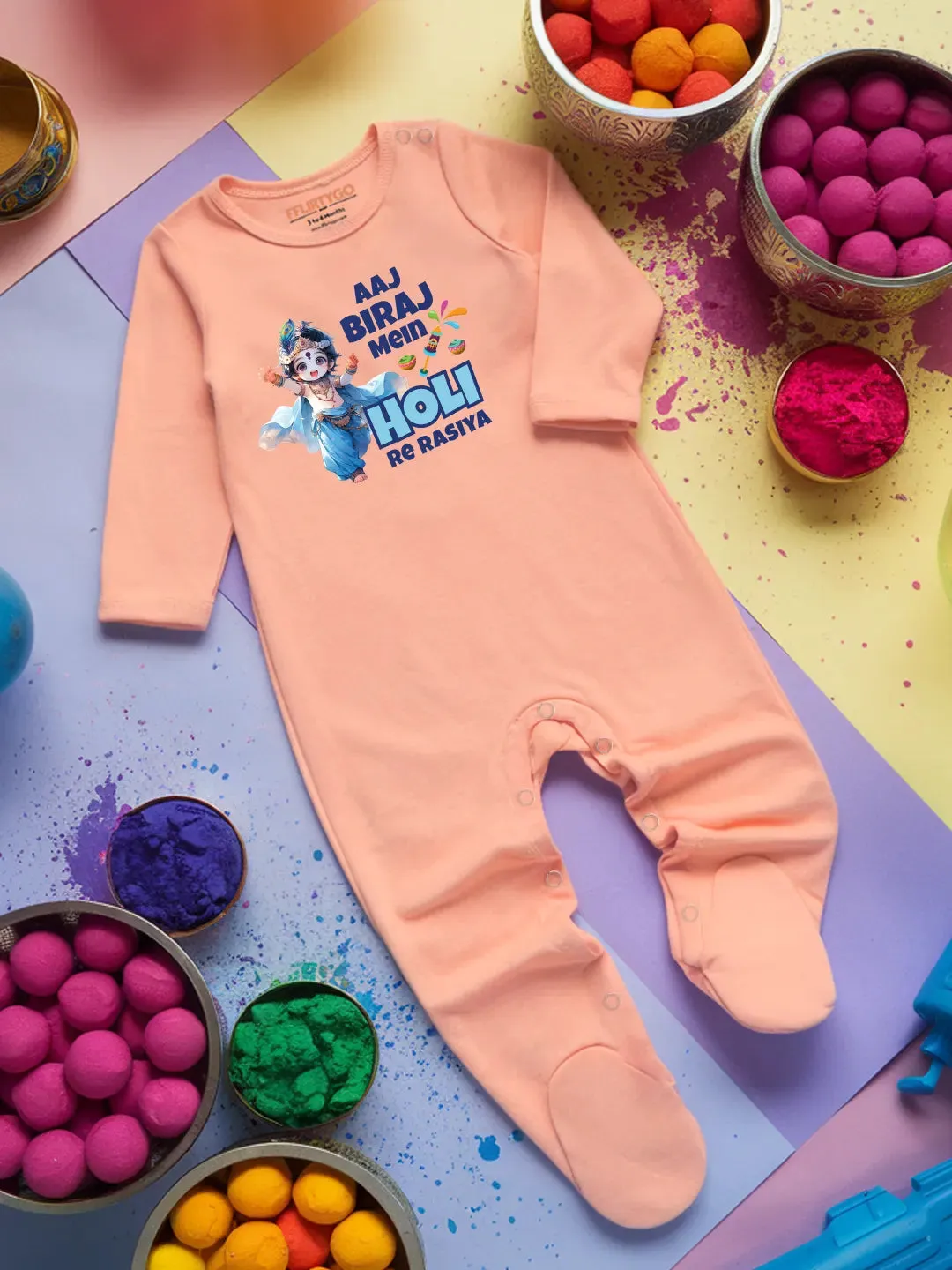 Aaj Biraj Mein Holi Re Rasiya Baby Romper | Onesies