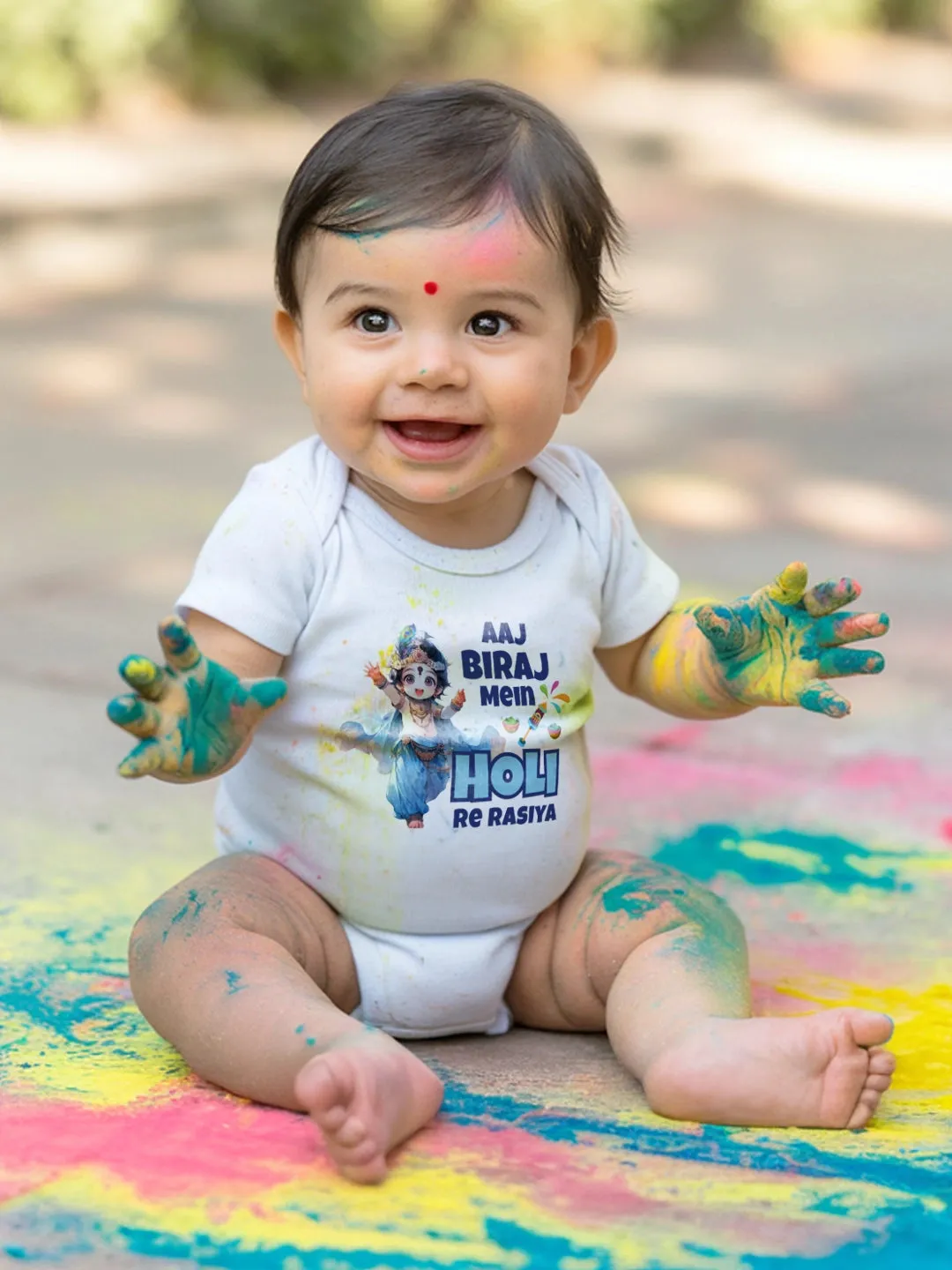 Aaj Biraj Mein Holi Re Rasiya Baby Romper | Onesies
