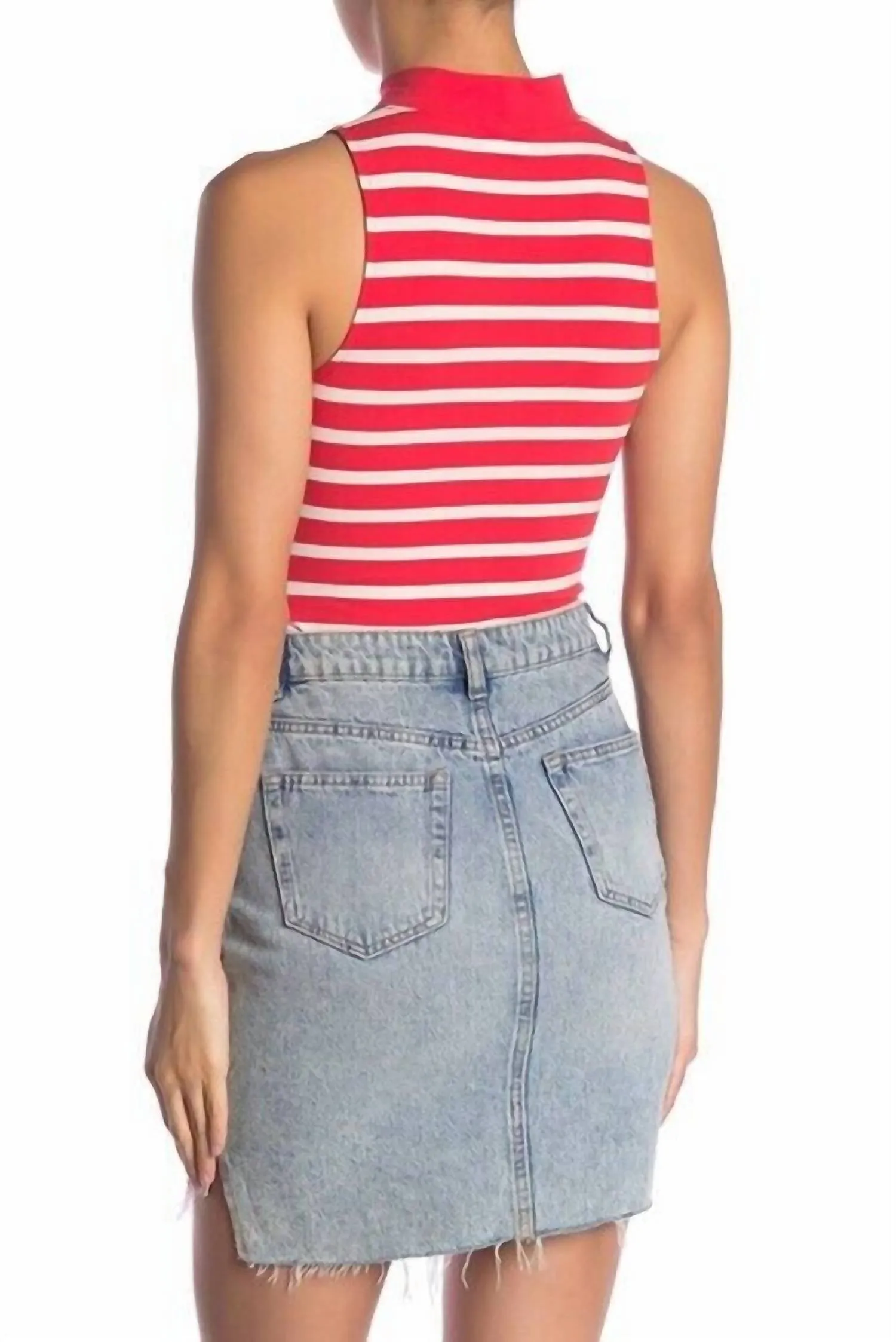 Abound - Striped Sleeveless Mock Neck Cotton Bodysuit