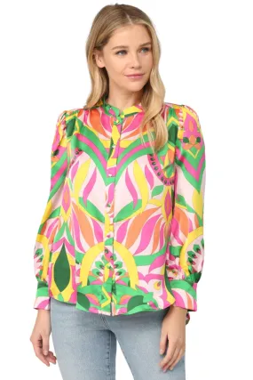 Abstract Print Collar Button Down Shirt - FINAL SALE