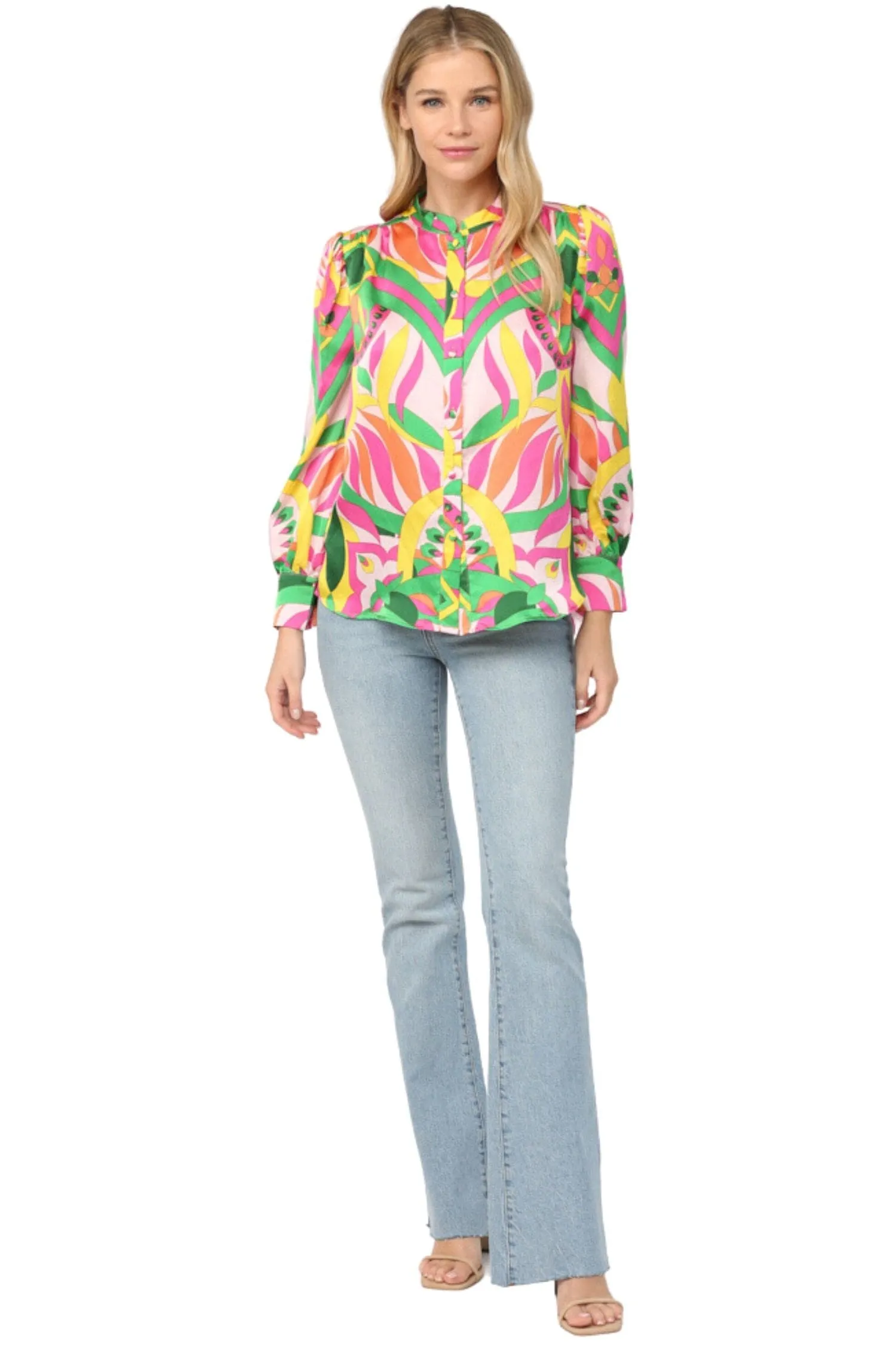 Abstract Print Collar Button Down Shirt - FINAL SALE