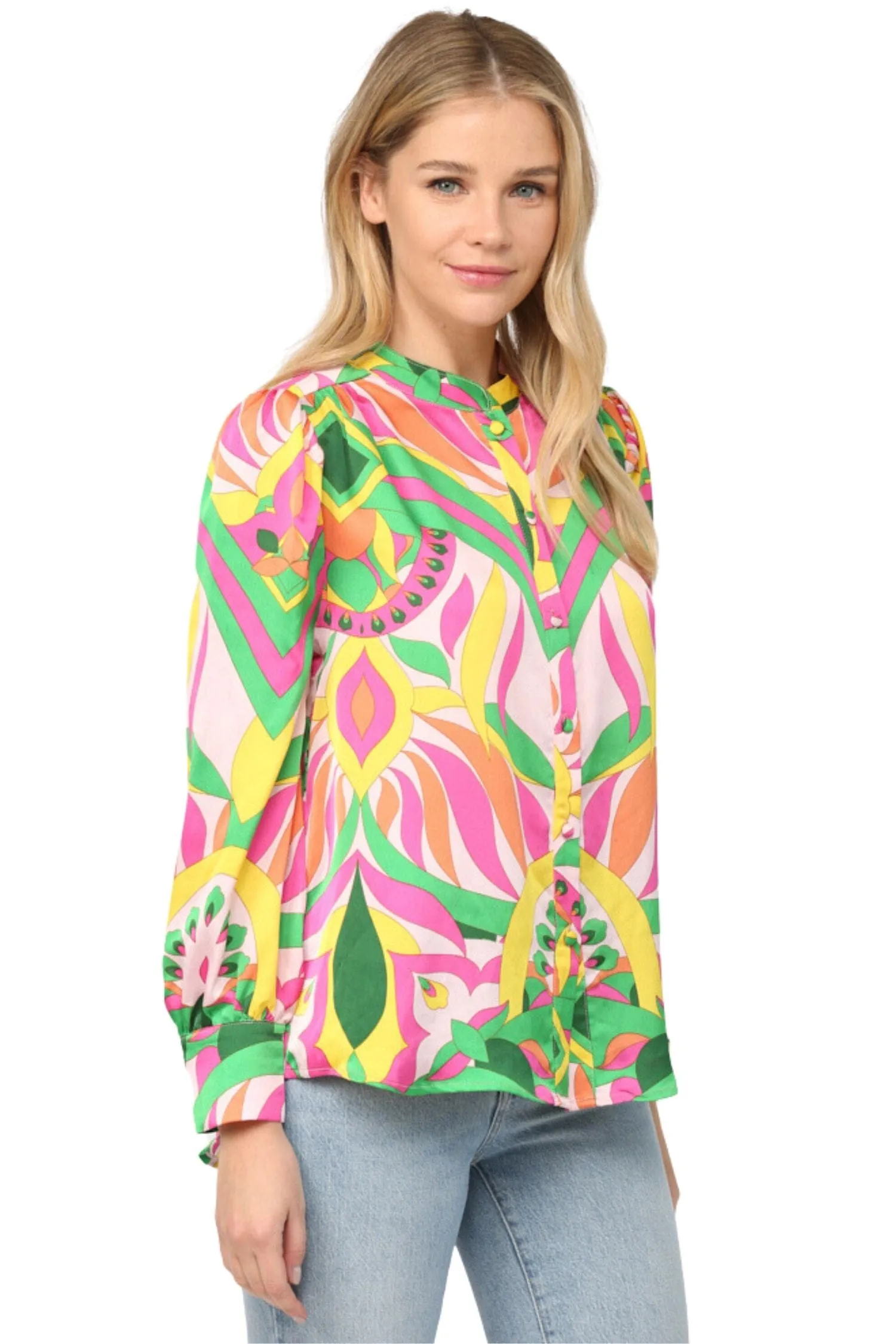 Abstract Print Collar Button Down Shirt - FINAL SALE