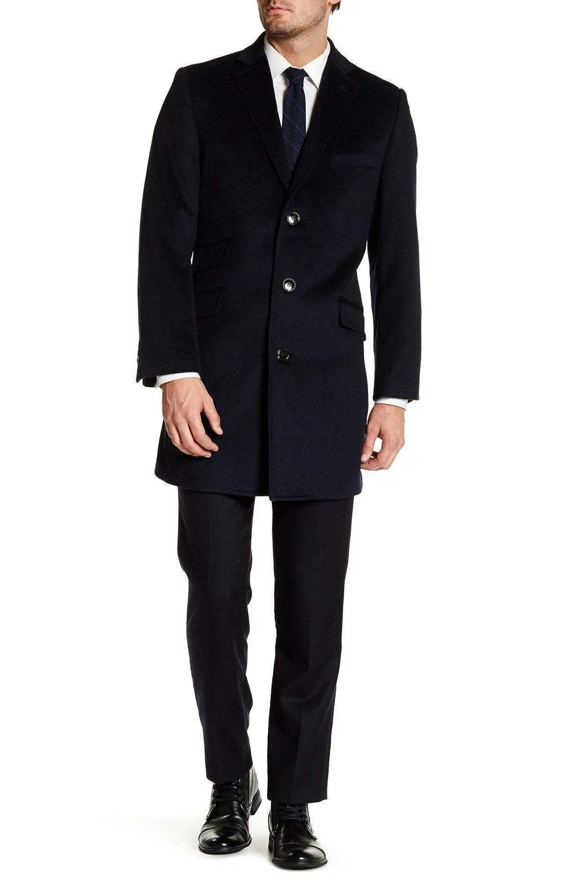 Adam Baker Men's Single Breasted Wool/Cashmere Mid-Length Carcoat - CLEARANCE - FINAL SALE
