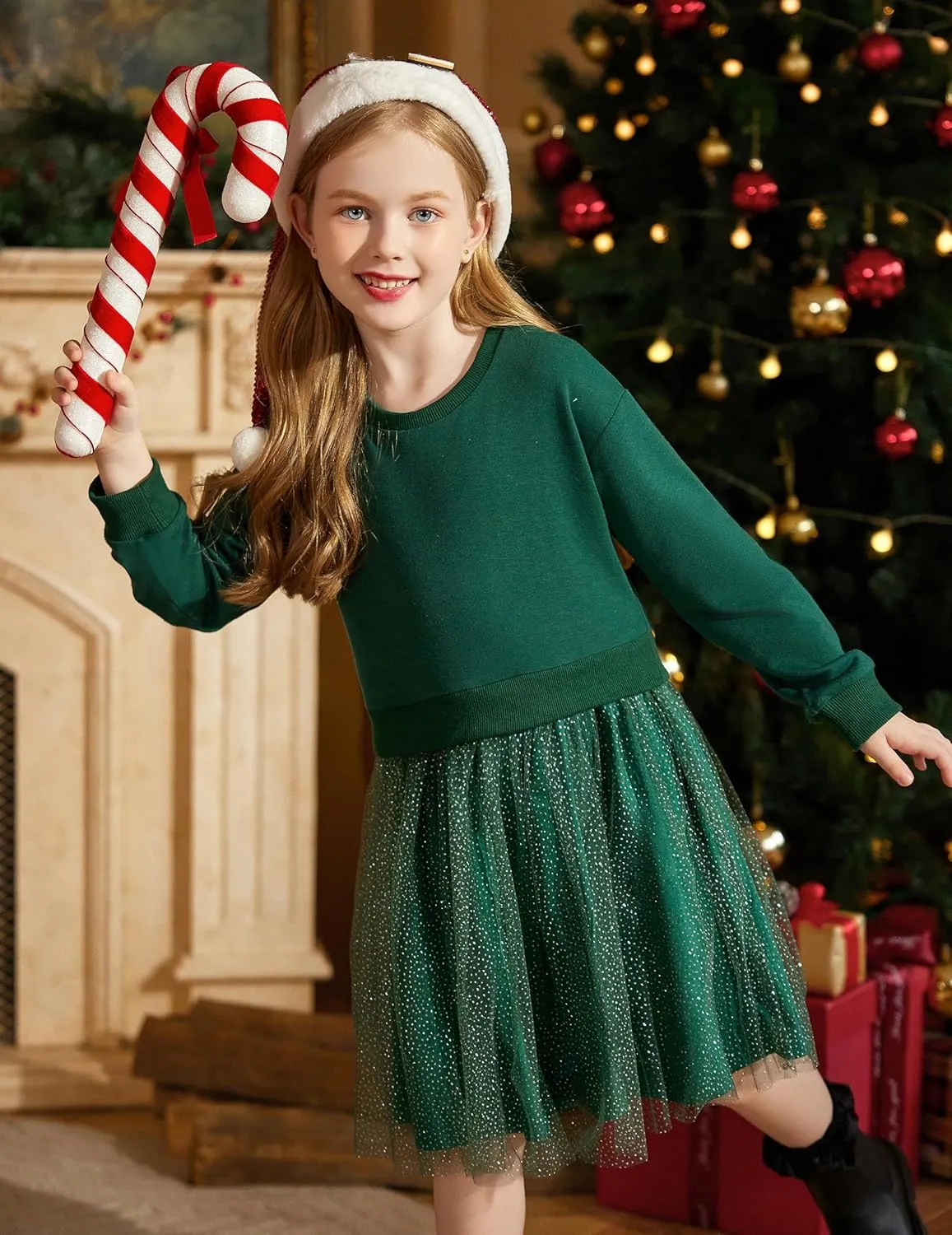 Arshiner Toddler Long Sleeve Dress Patchwork Tulle Tutu Girls Party Dresses