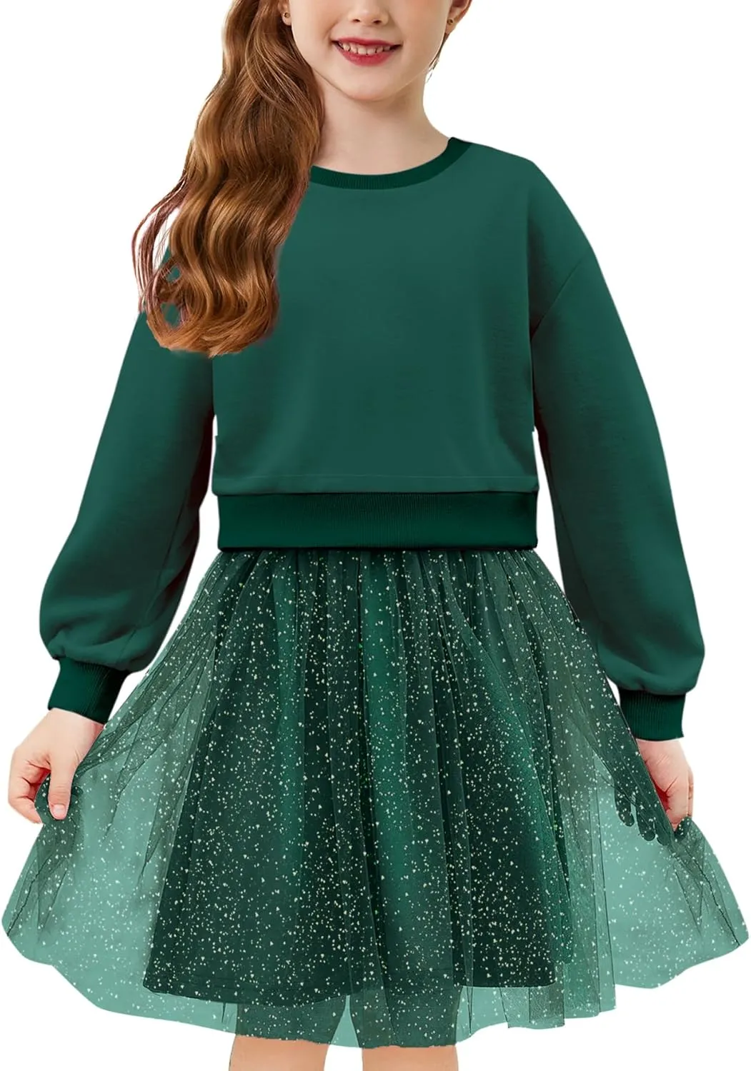 Arshiner Toddler Long Sleeve Dress Patchwork Tulle Tutu Girls Party Dresses
