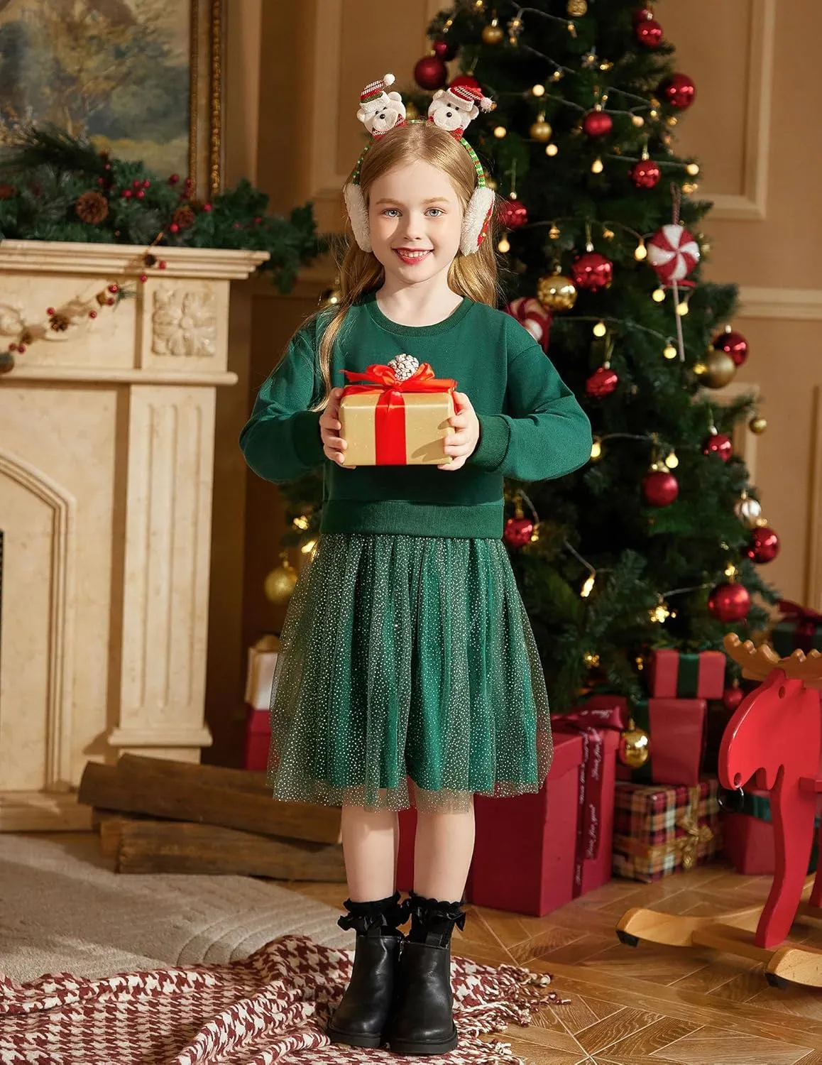 Arshiner Toddler Long Sleeve Dress Patchwork Tulle Tutu Girls Party Dresses