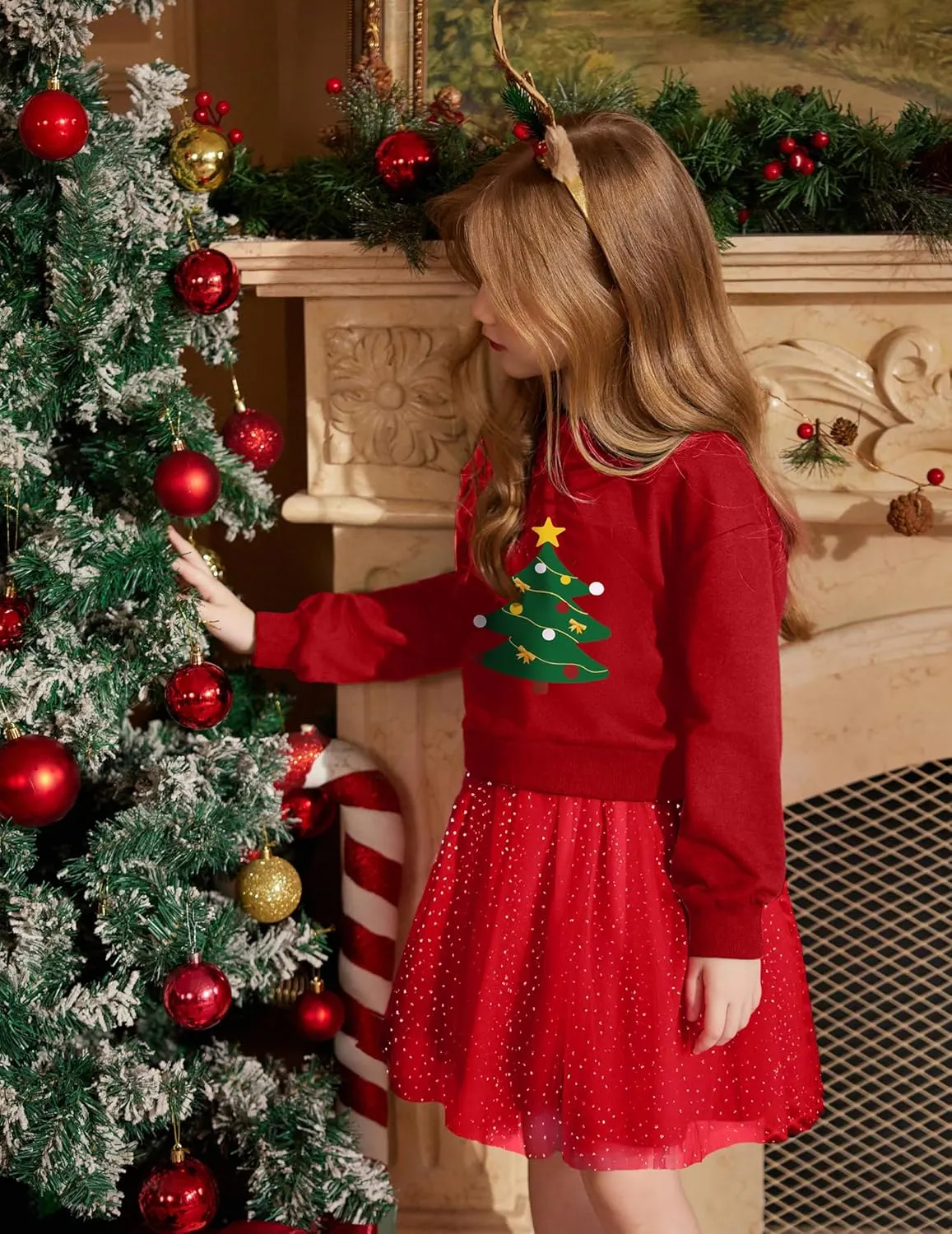 Arshiner Toddler Long Sleeve Dress Patchwork Tulle Tutu Girls Party Dresses