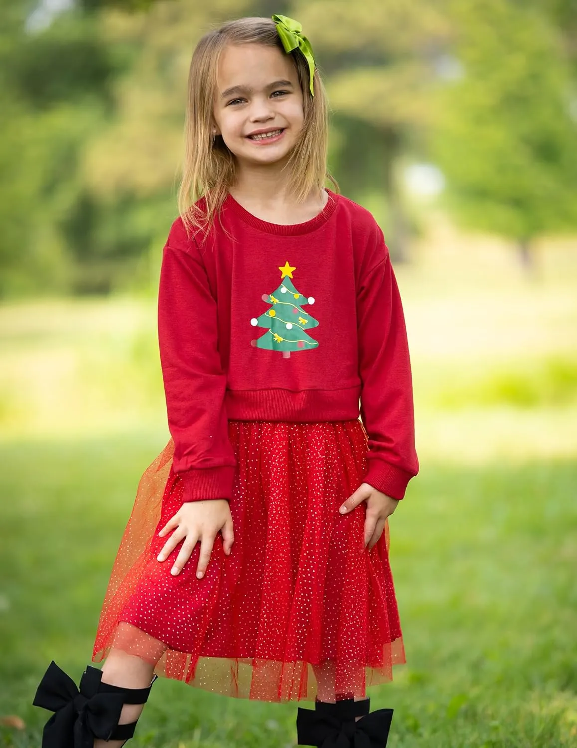 Arshiner Toddler Long Sleeve Dress Patchwork Tulle Tutu Girls Party Dresses