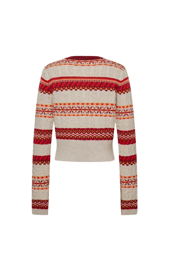 Ava Fair Isle Cardigan in Merino Wool Knit