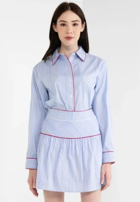 Be Paris Collection: Split Back Button Down Striped Shirt