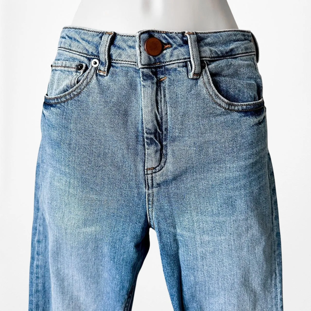Blue High Waisted Cropped Petite Skinny Raw Hem Denim Jeans Size 26/XS