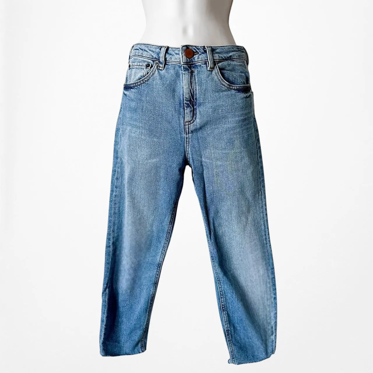 Blue High Waisted Cropped Petite Skinny Raw Hem Denim Jeans Size 26/XS