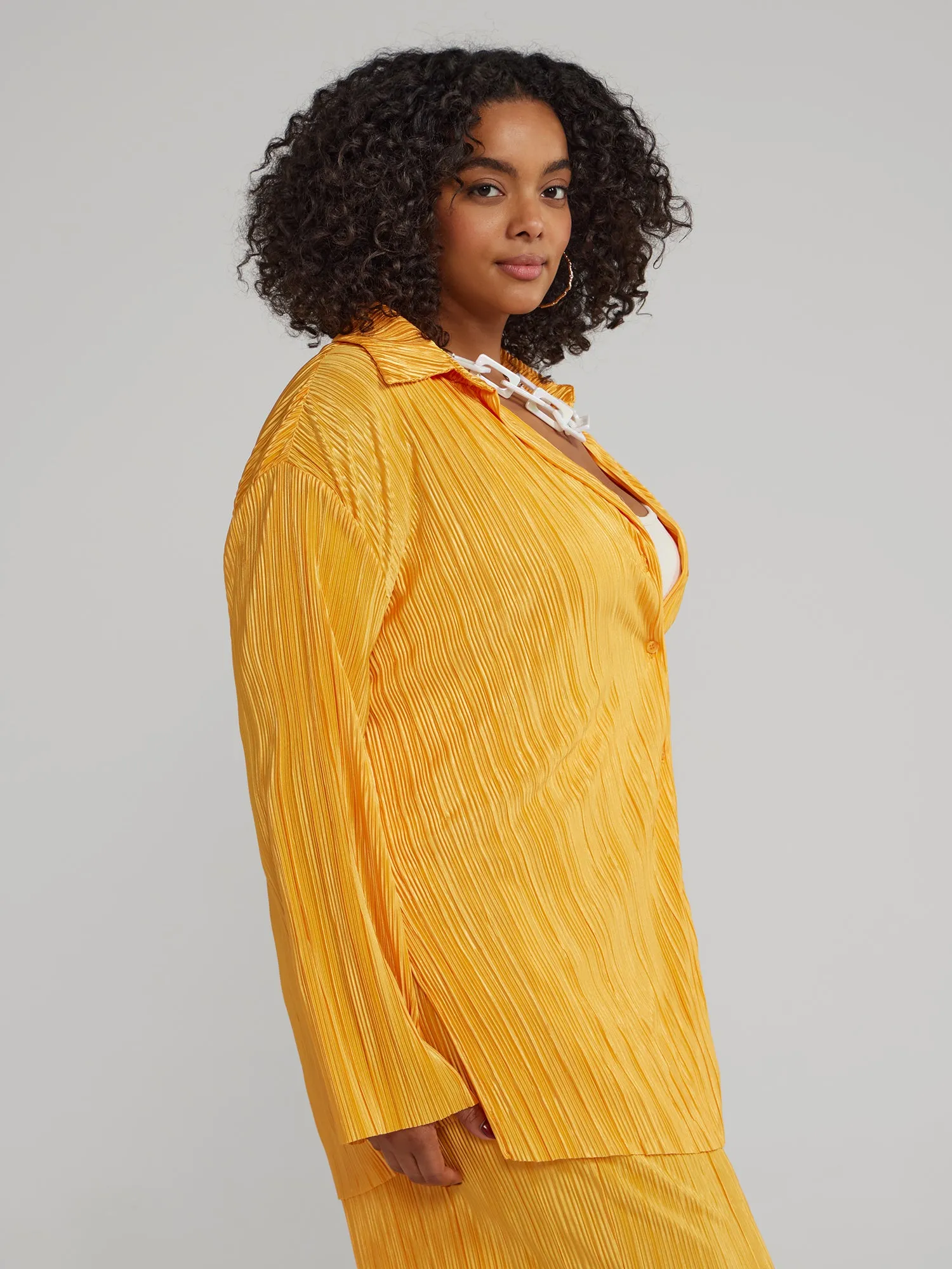 Button-Down Plisse Shirt